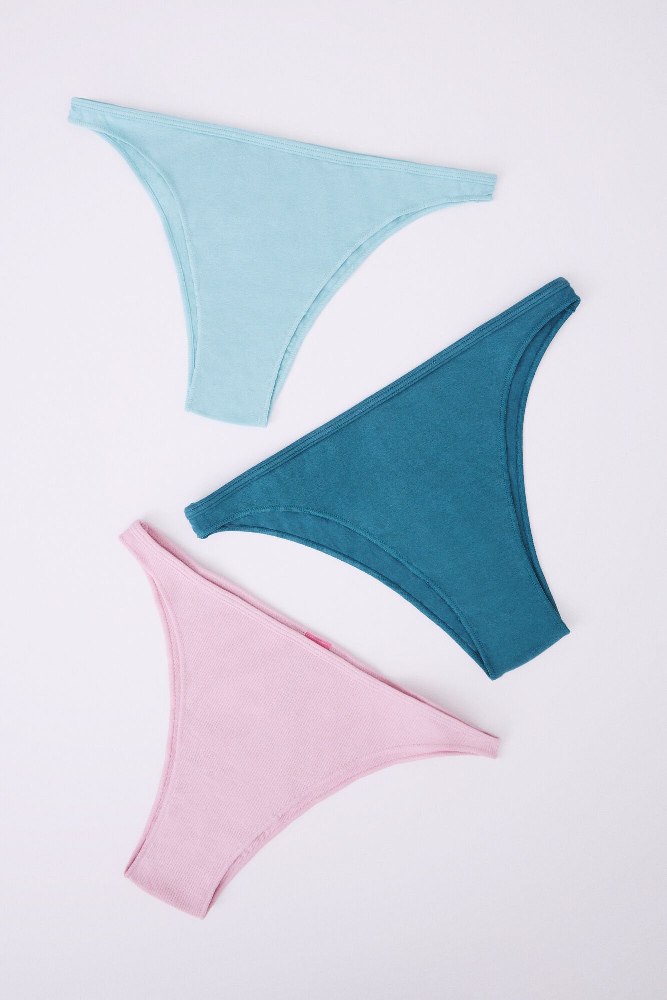 Pack Of 3 Brazilian Panties In Turquoise, Pink & Blue Cotton_06