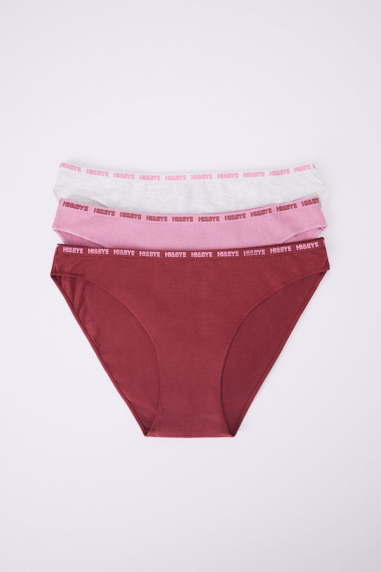 Pack of 3 classic cotton panties in wine, pink & grey_07