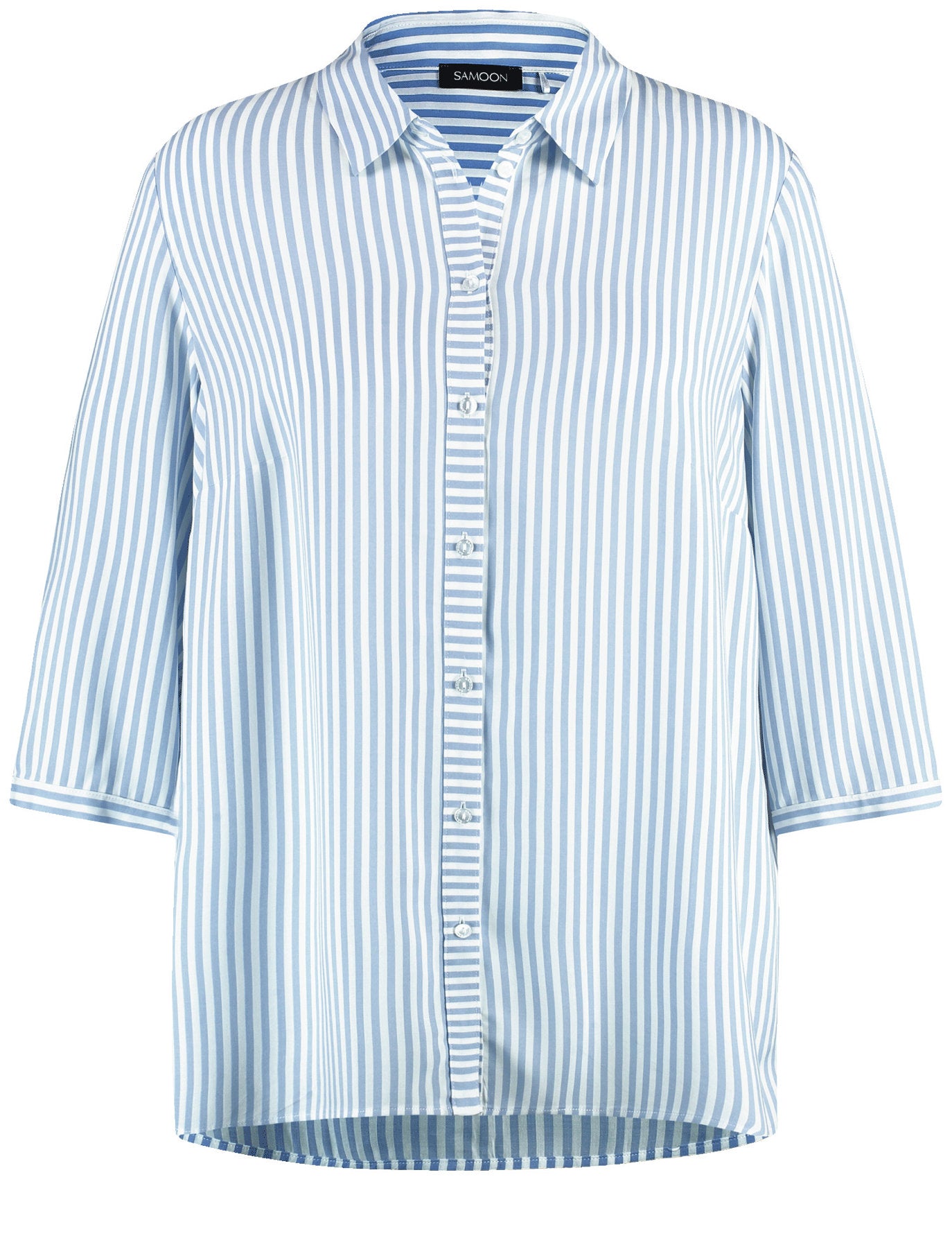 Samoon_Striped Blouse with 3/4-Length Sleeves_960985-29146_8952_03