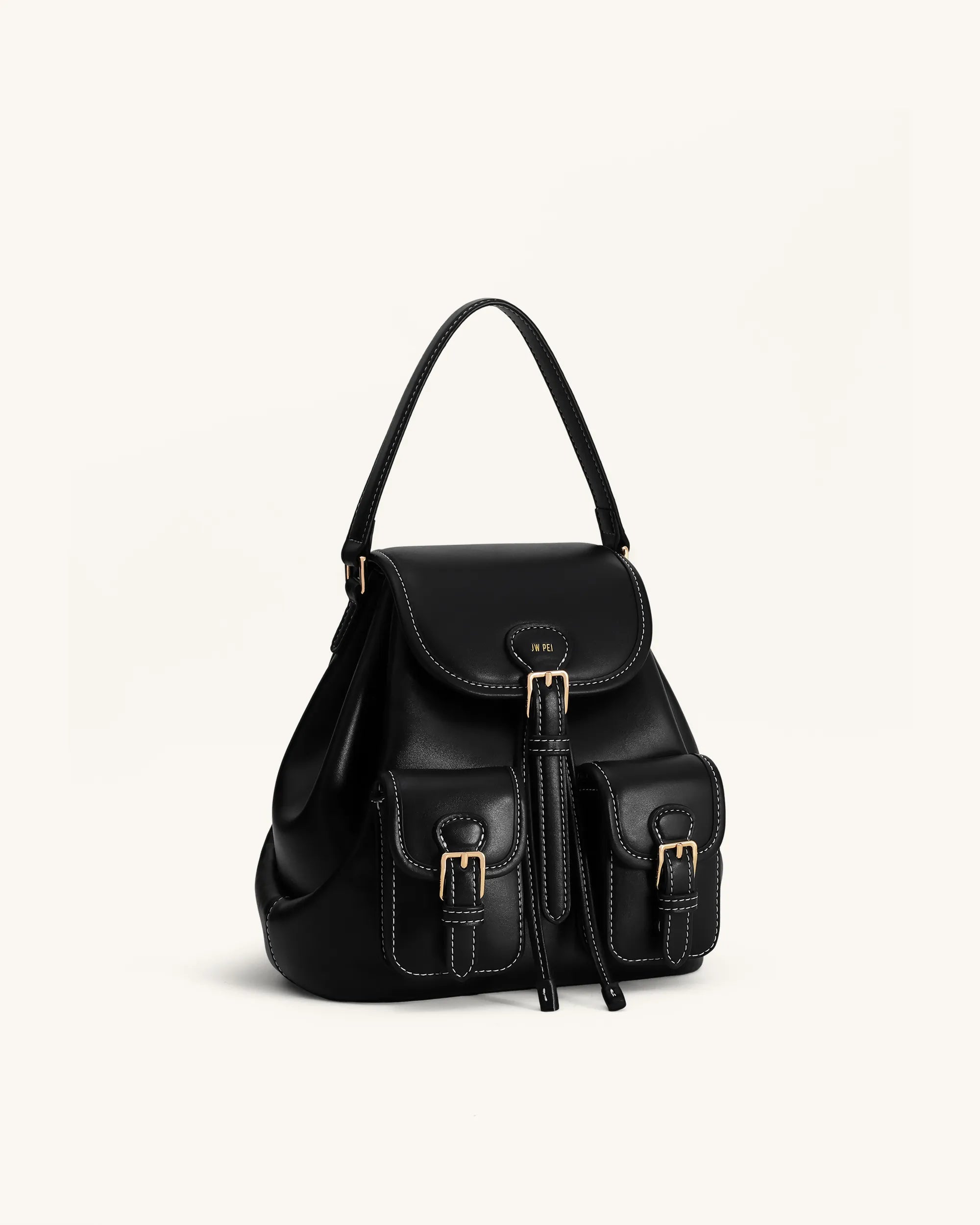 JW PEI Black Harper Buckle Pocket Backpack SKU: 9BK01-1_Black Image 02