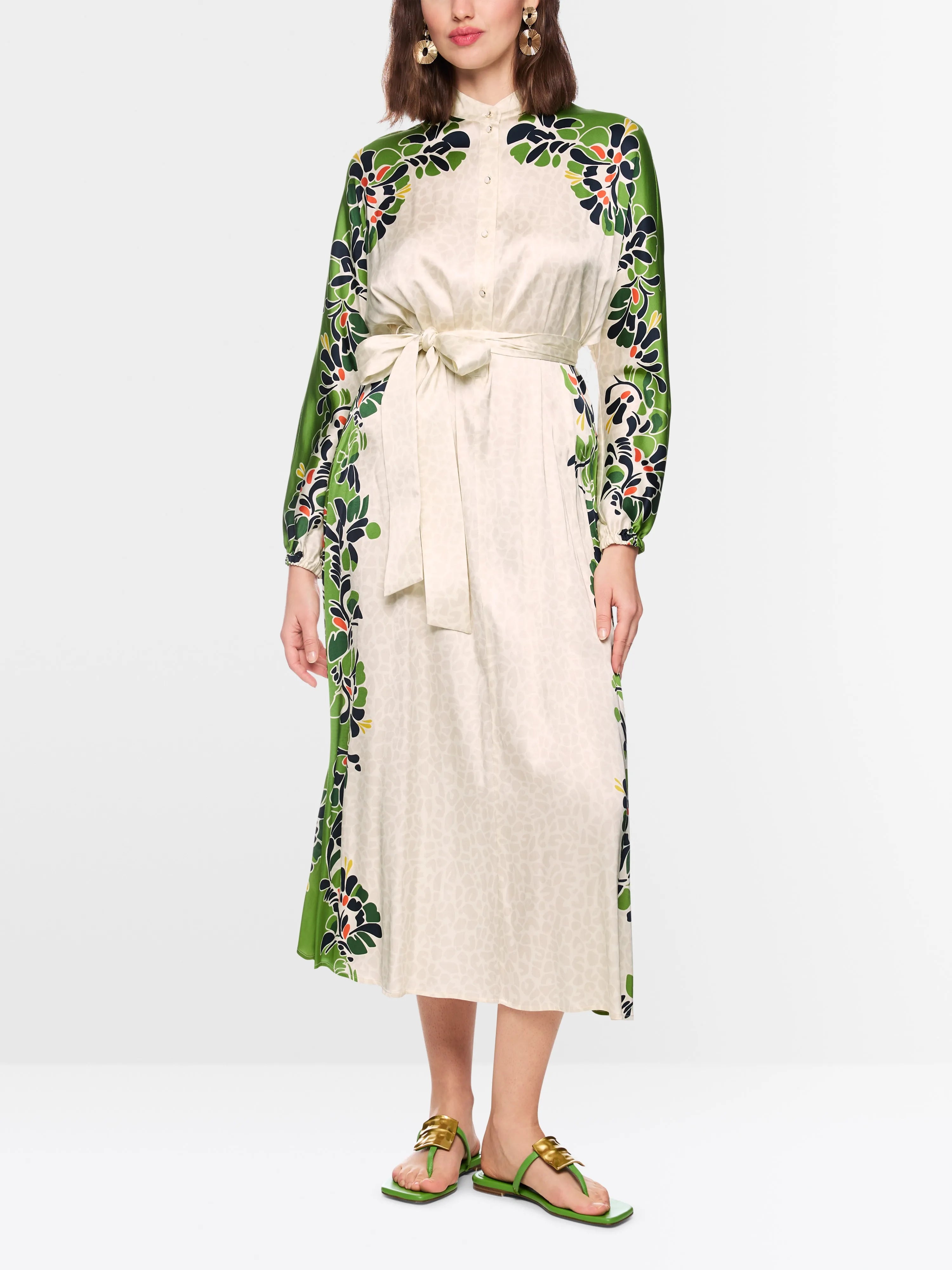 Marc Cain Bright Ecru Women Maxi Dress with Stylized Flowers SKU: AC 21.46 W42_112 Image 01