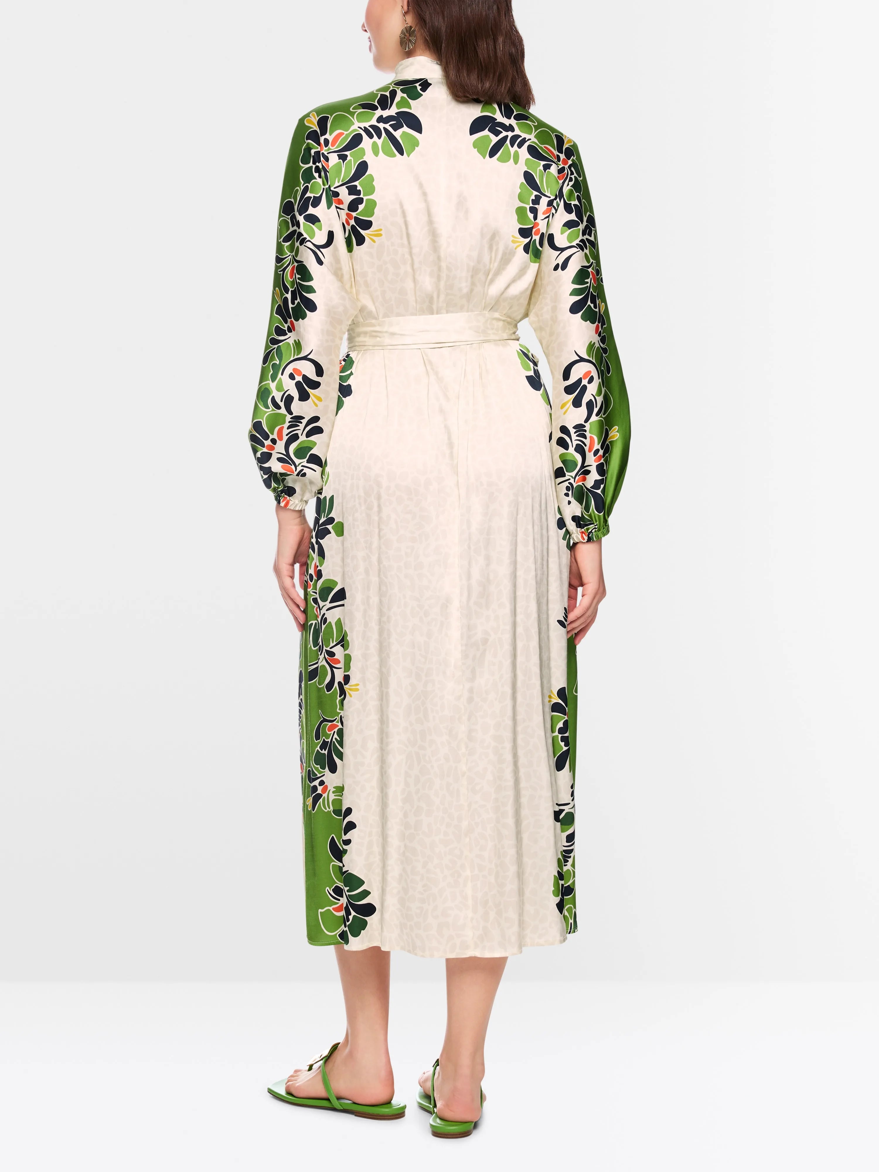 Marc Cain Bright Ecru Women Maxi Dress with Stylized Flowers SKU: AC 21.46 W42_112 Image 02