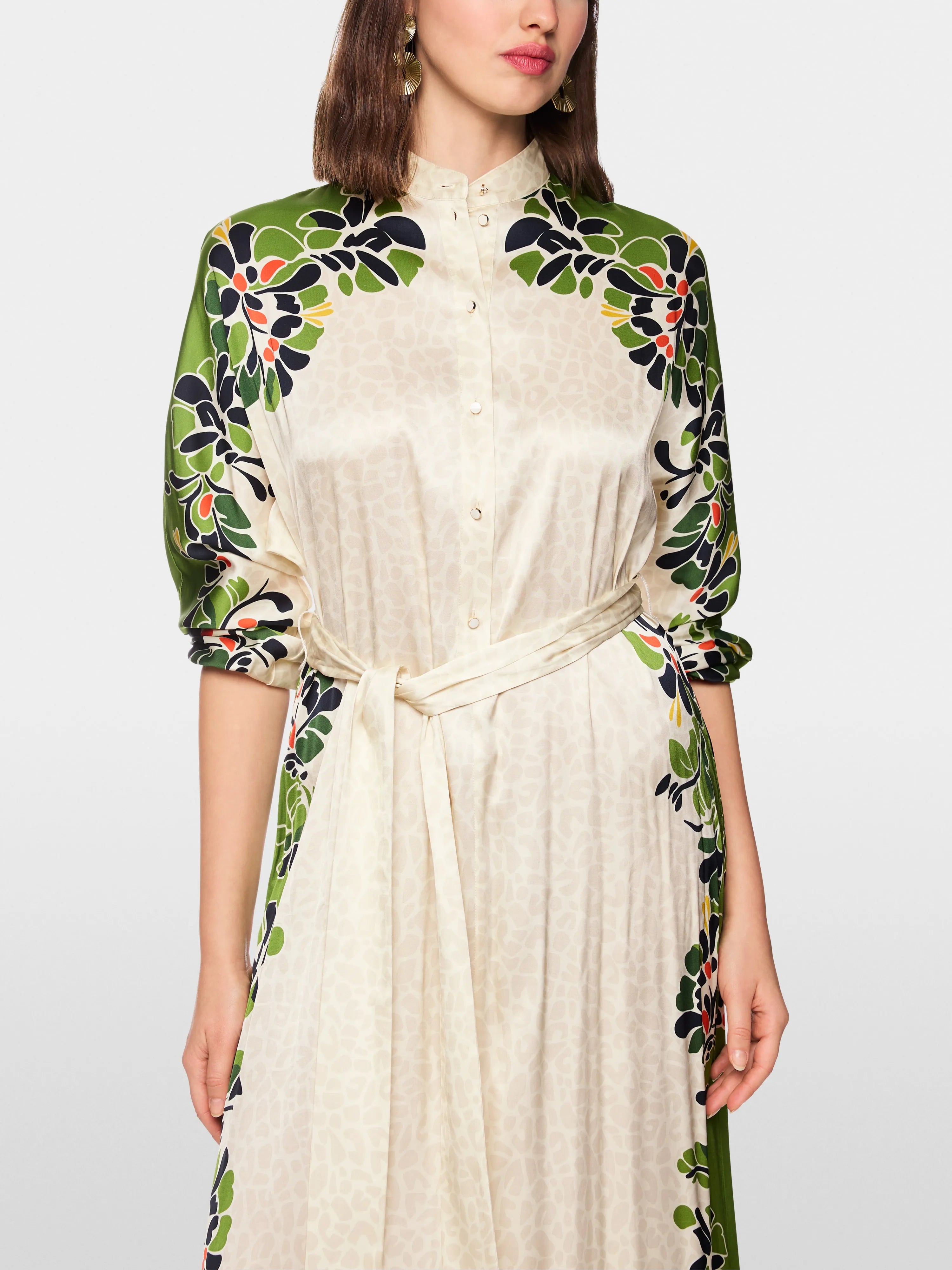 Marc Cain Bright Ecru Women Maxi Dress with Stylized Flowers SKU: AC 21.46 W42_112 Image 06