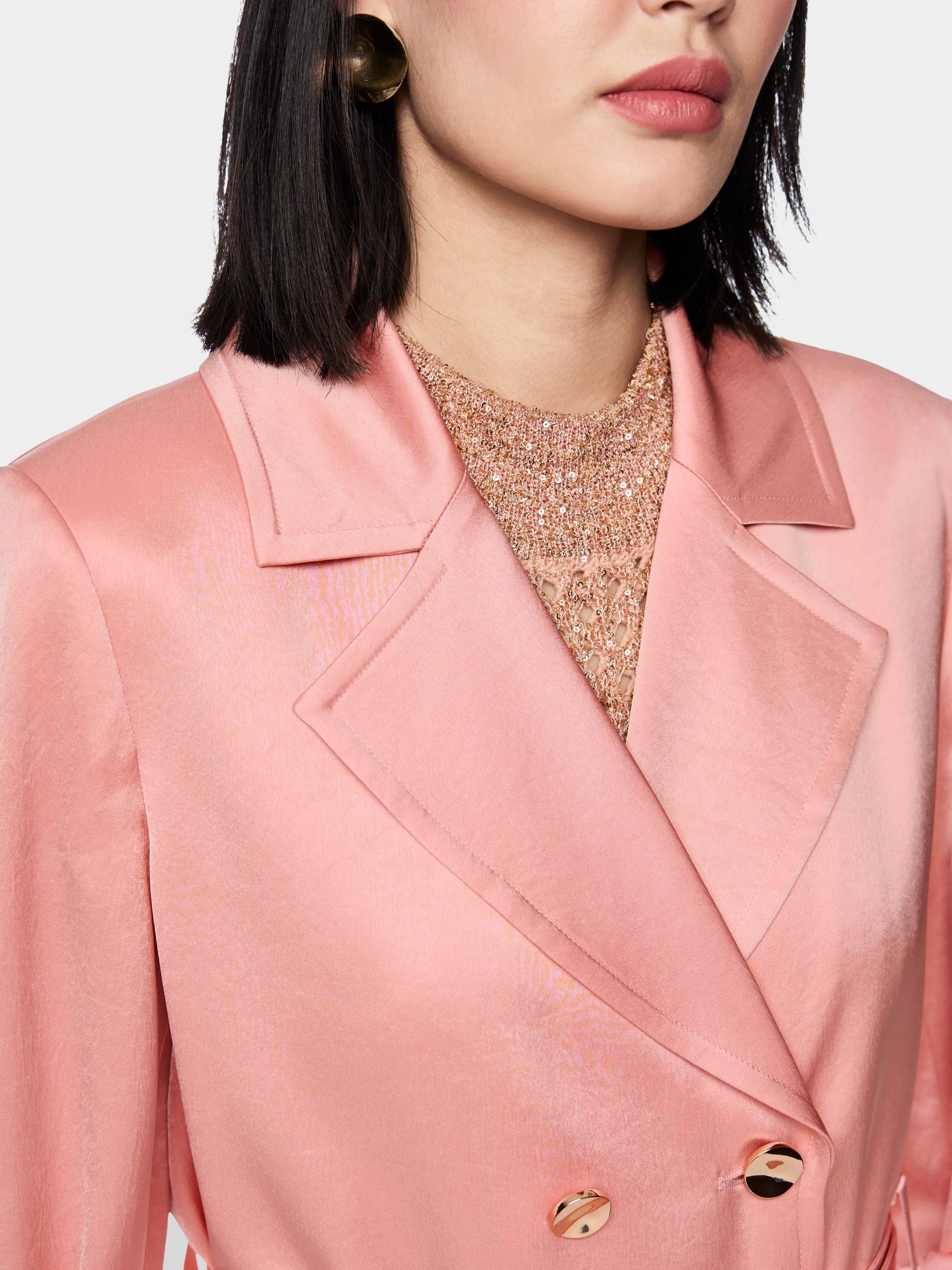 Marc Cain_Peach Beige_Satin Blazer Jacket with Belt_AC 31.10 W46_217_03