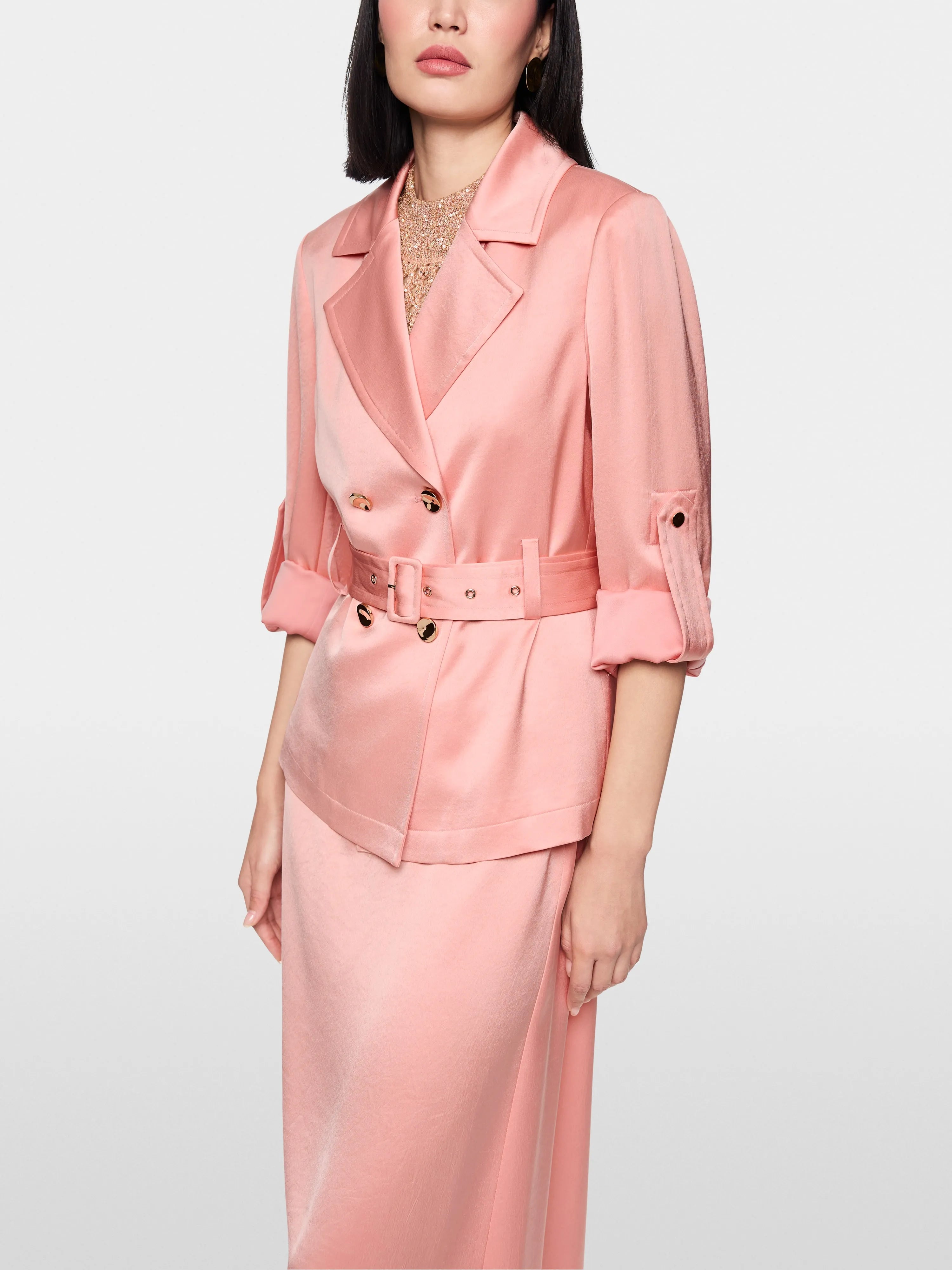 Marc Cain_Peach Beige_Satin Blazer Jacket with Belt_AC 31.10 W46_217_05