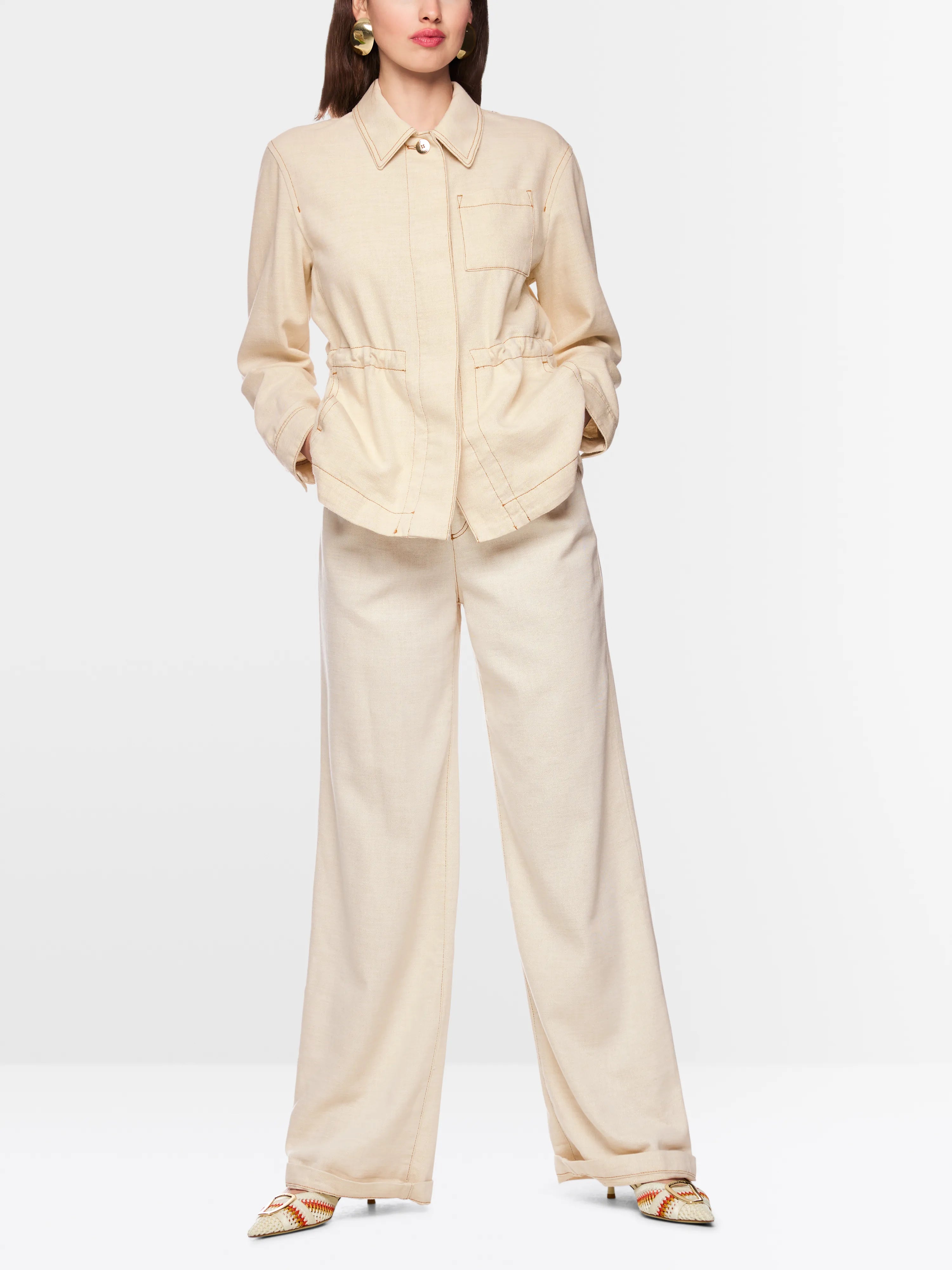 Marc Cain Bright Ecru Women Fitted Jacket with Shimmer Effect SKU: AC 31.18 D23_112 Image 06