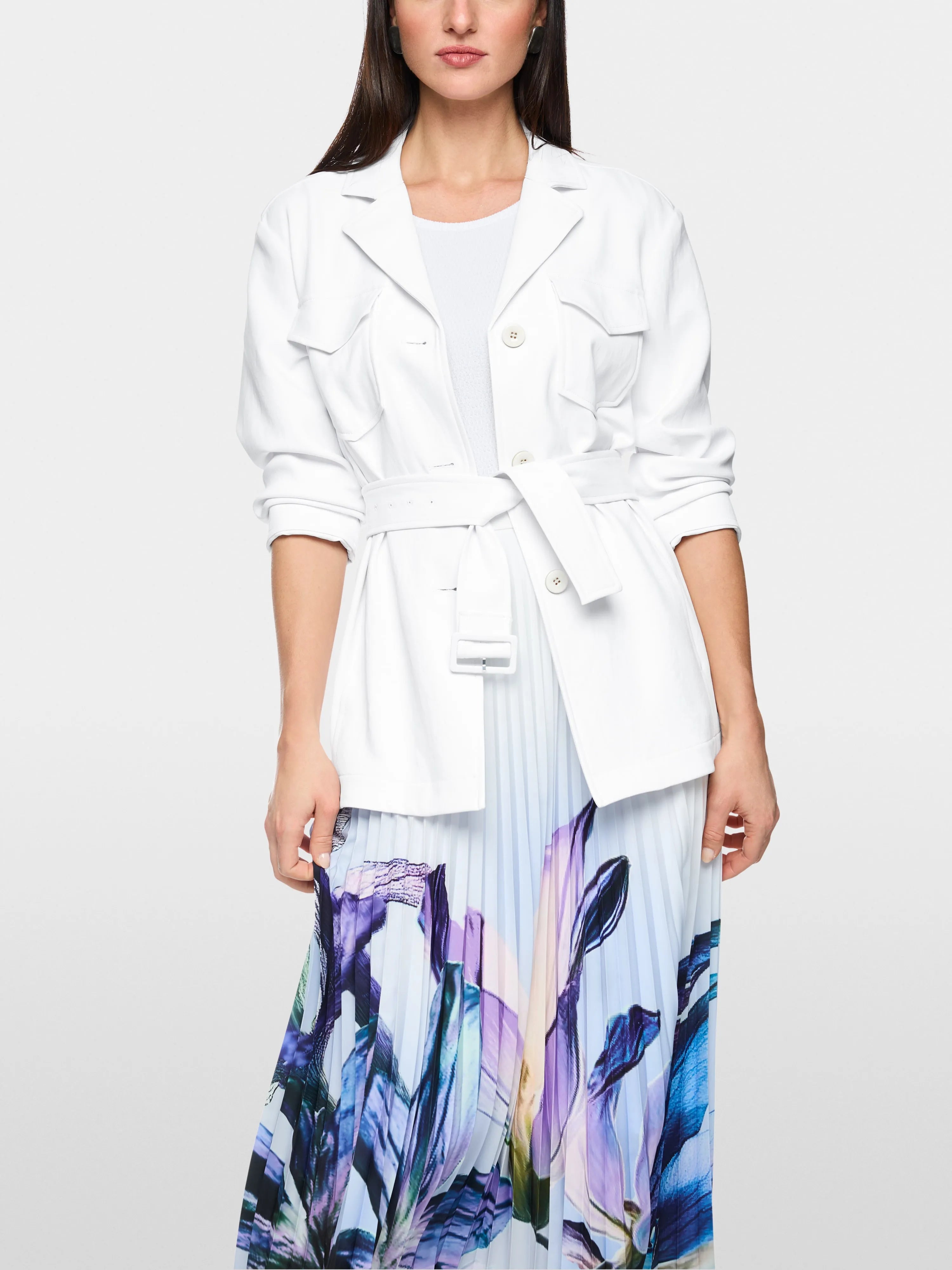 Marc Cain White Women Caban Jacket with Belt SKU: AC 31.19 W03_100 Image 06
