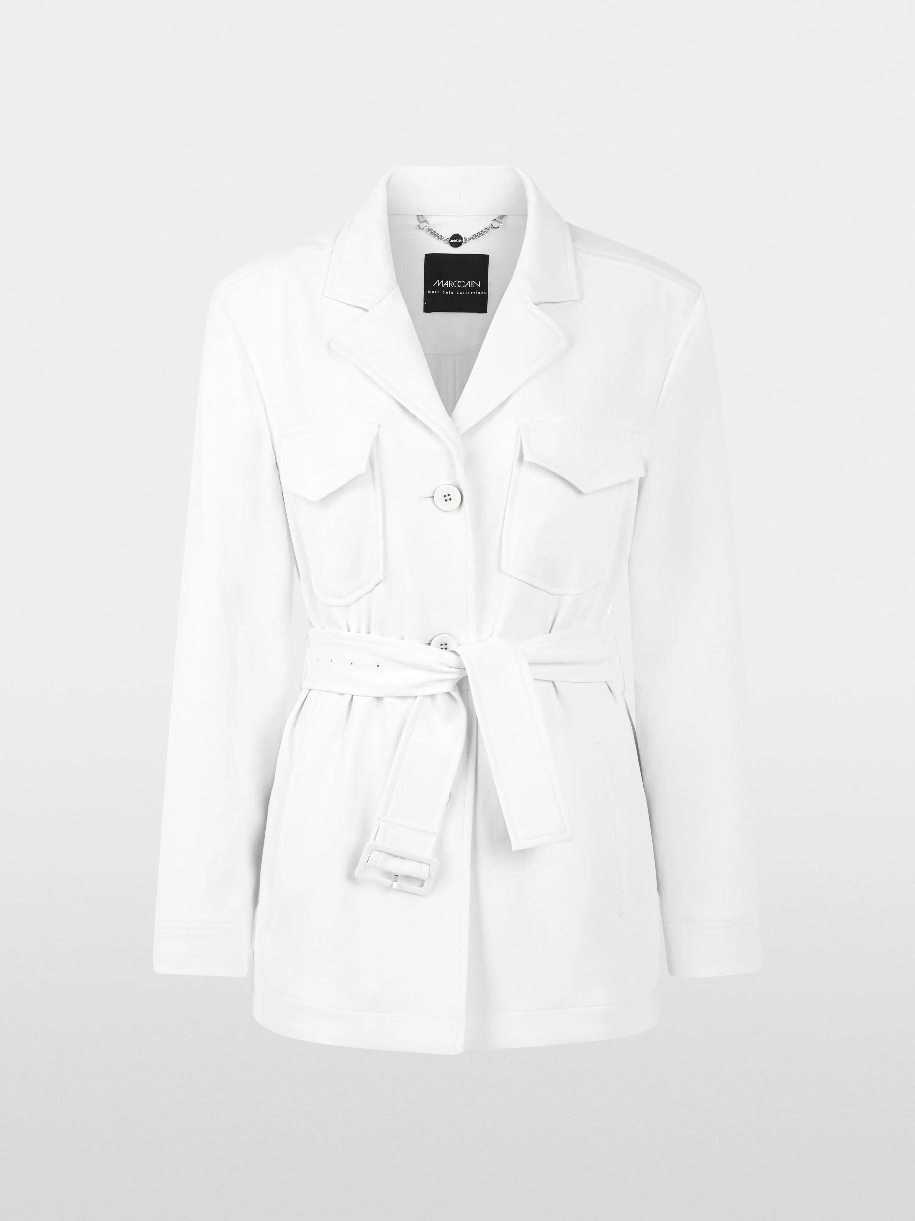 Marc Cain White Women Caban Jacket with Belt SKU: AC 31.19 W03_100 Image 08