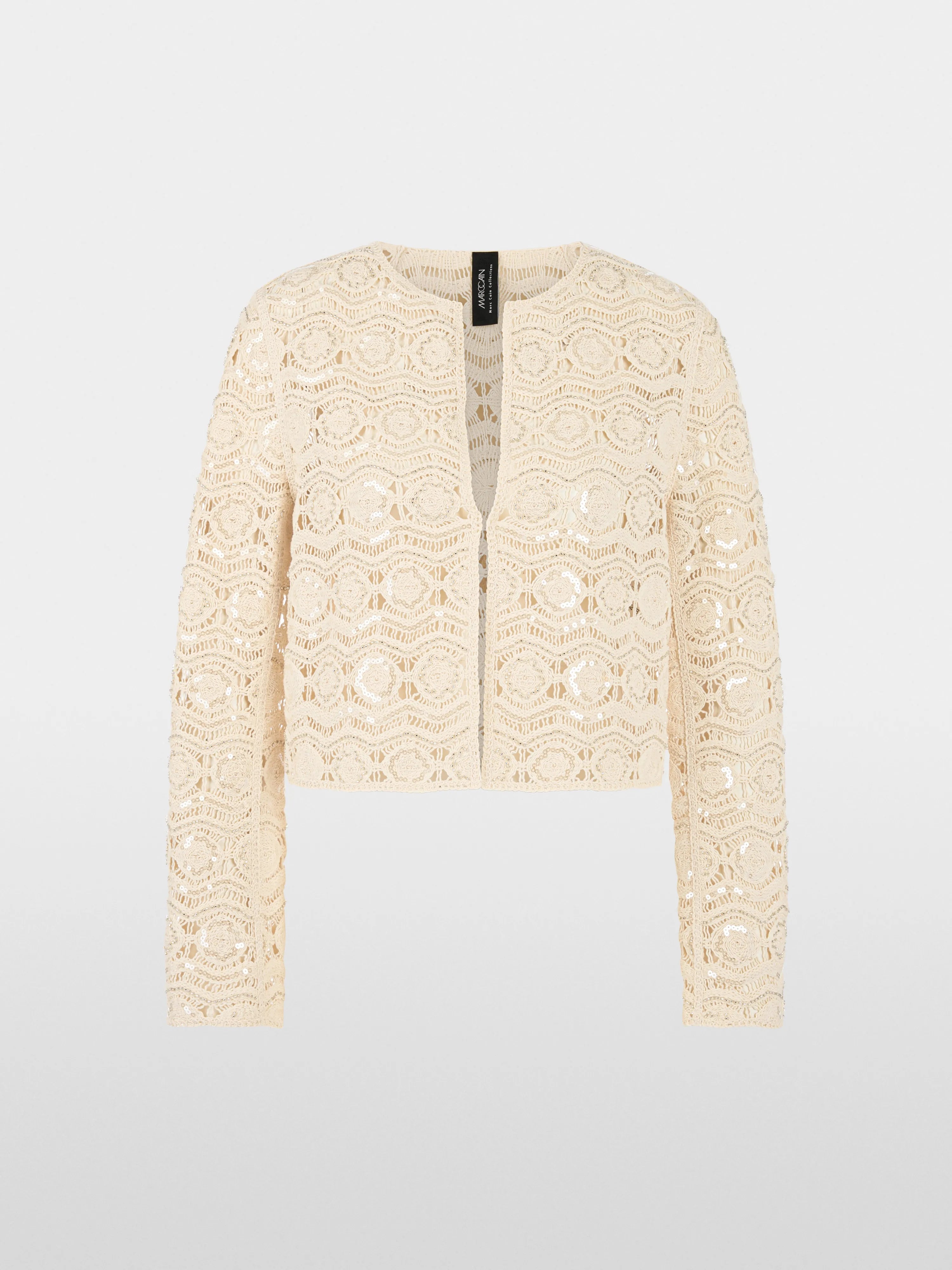 Marc Cain Bright Ecru Women Openwork Jacket with Mini Beads SKU: AC 31.23 W74_112 Image 06