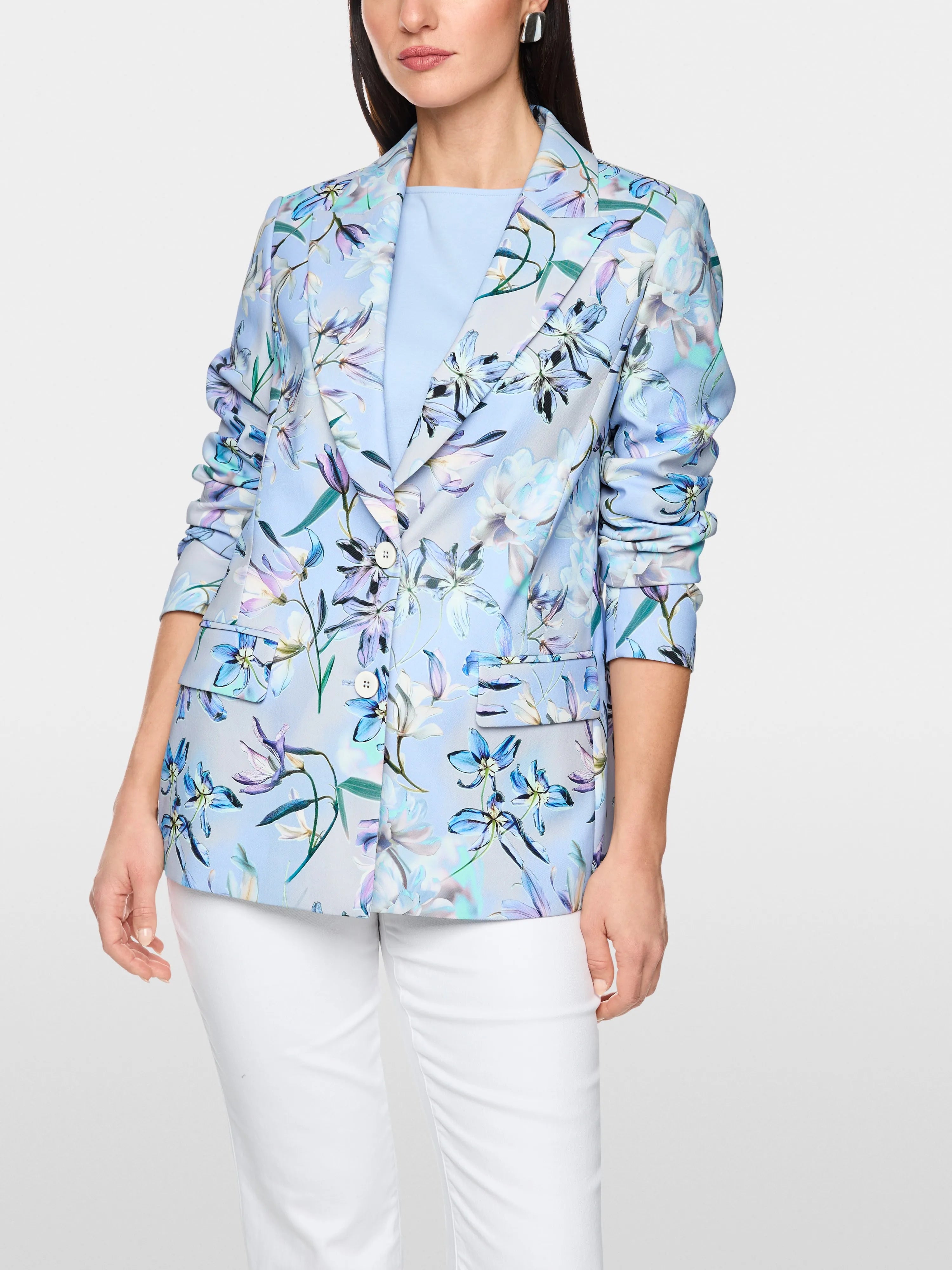 Marc Cain Magical Blue Women Single-Breasted Blazer with Floral Pattern SKU: AC 34.28 W37_319 Image 05