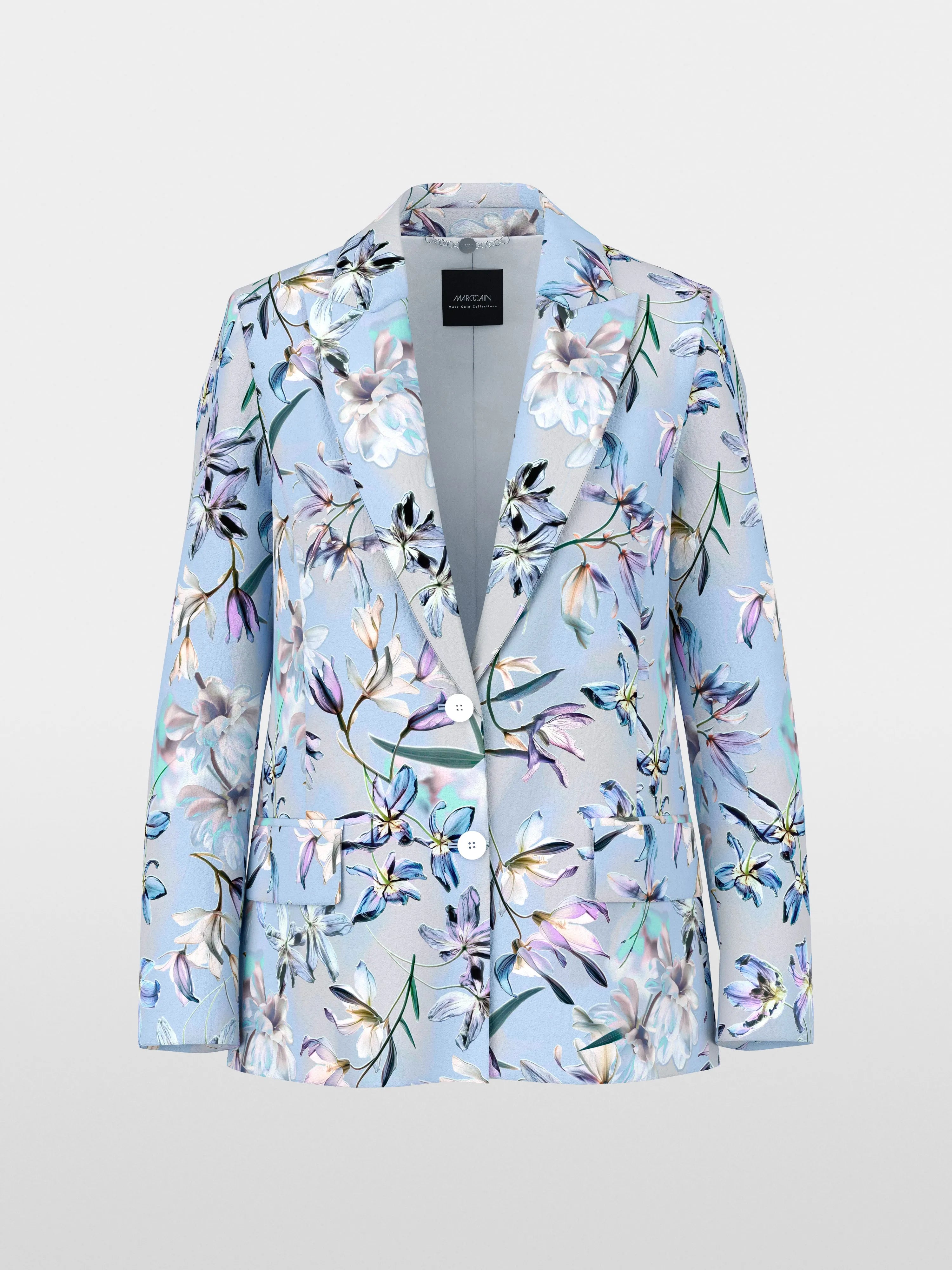 Marc Cain Magical Blue Women Single-Breasted Blazer with Floral Pattern SKU: AC 34.28 W37_319 Image 06