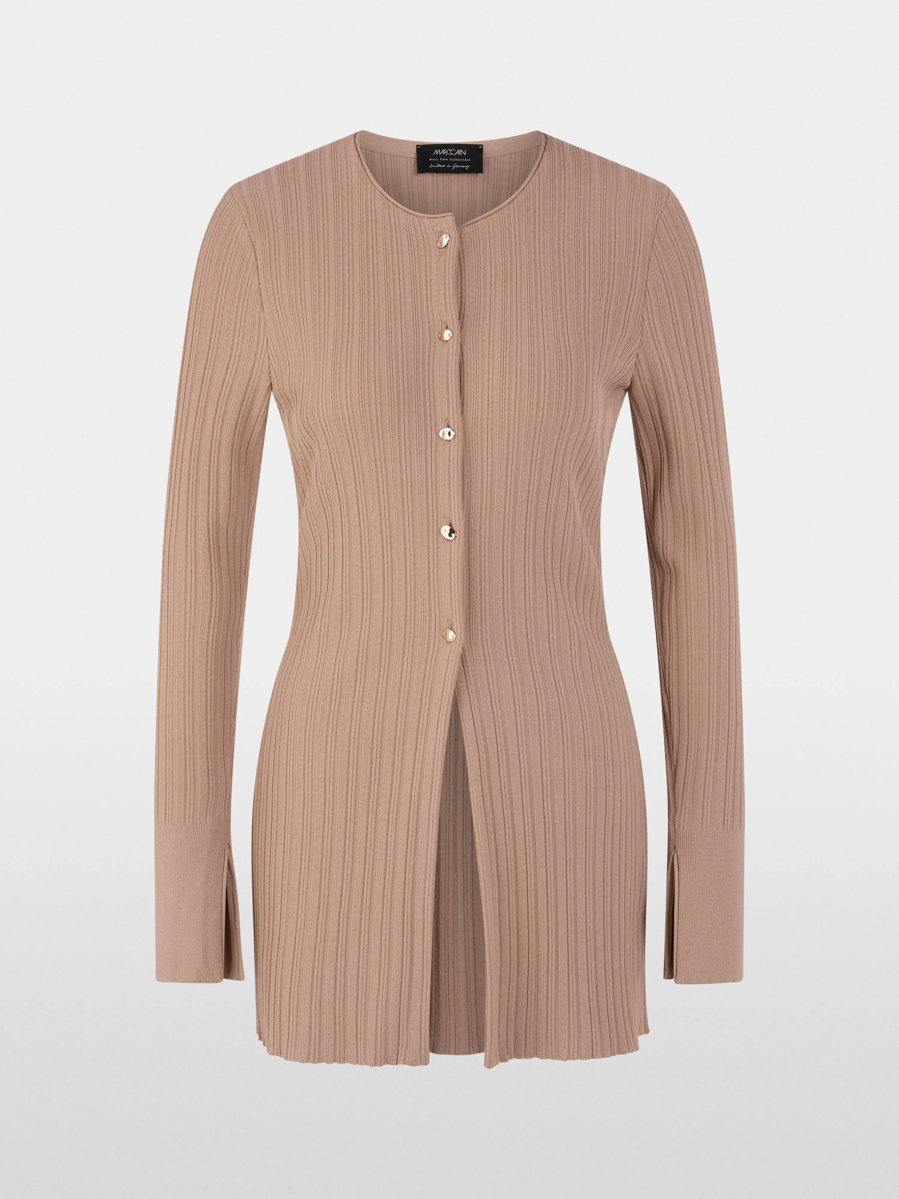 Marc Cain_Beige_ÔRethink TogetherÕ Ribbed Cardigan_AC 39.06 M43_619_08