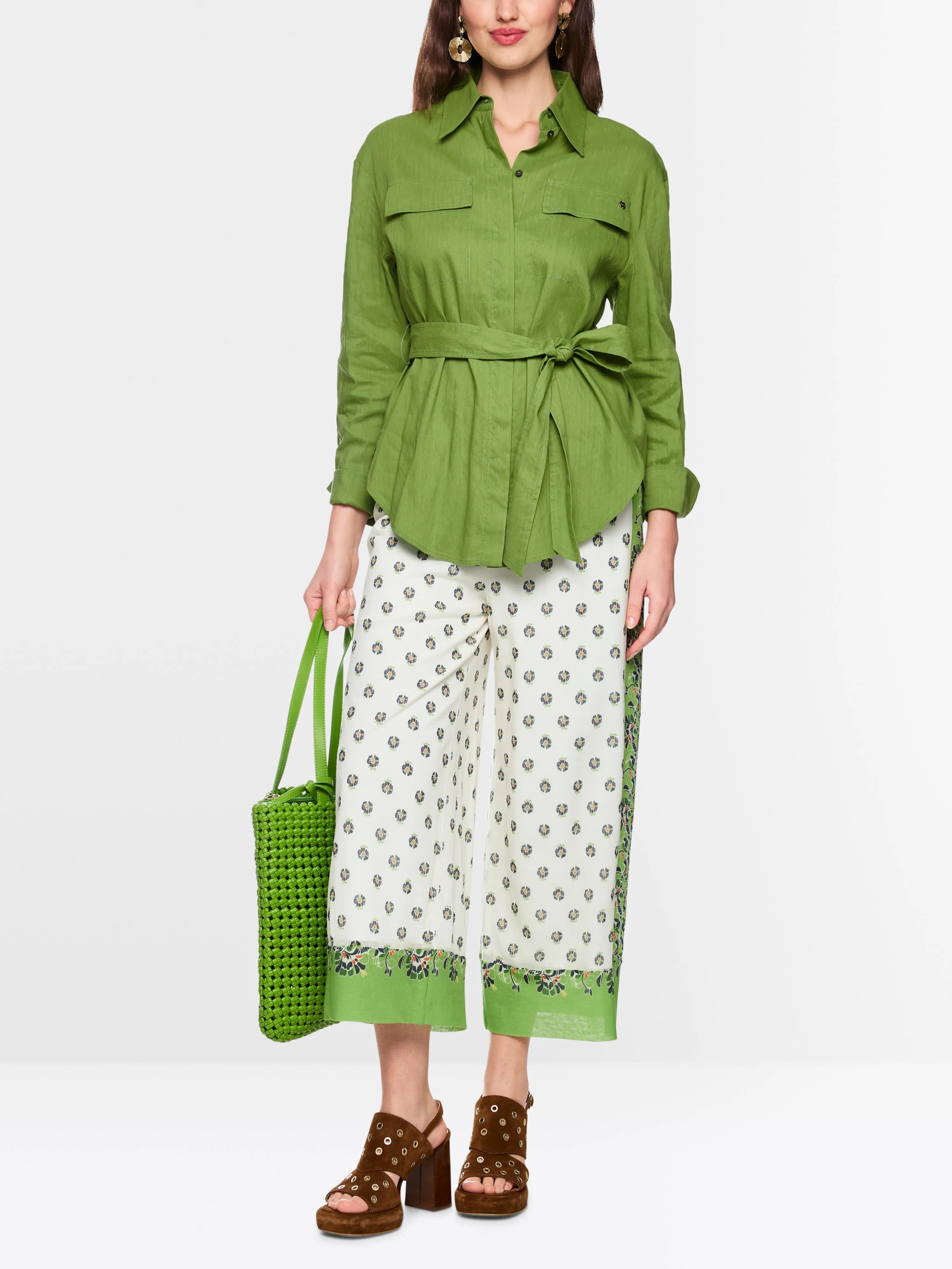 Marc Cain Garden Green Women Linen-Viscose Blend Safari Blouse SKU: AC 51.35 W70_526 Image 01