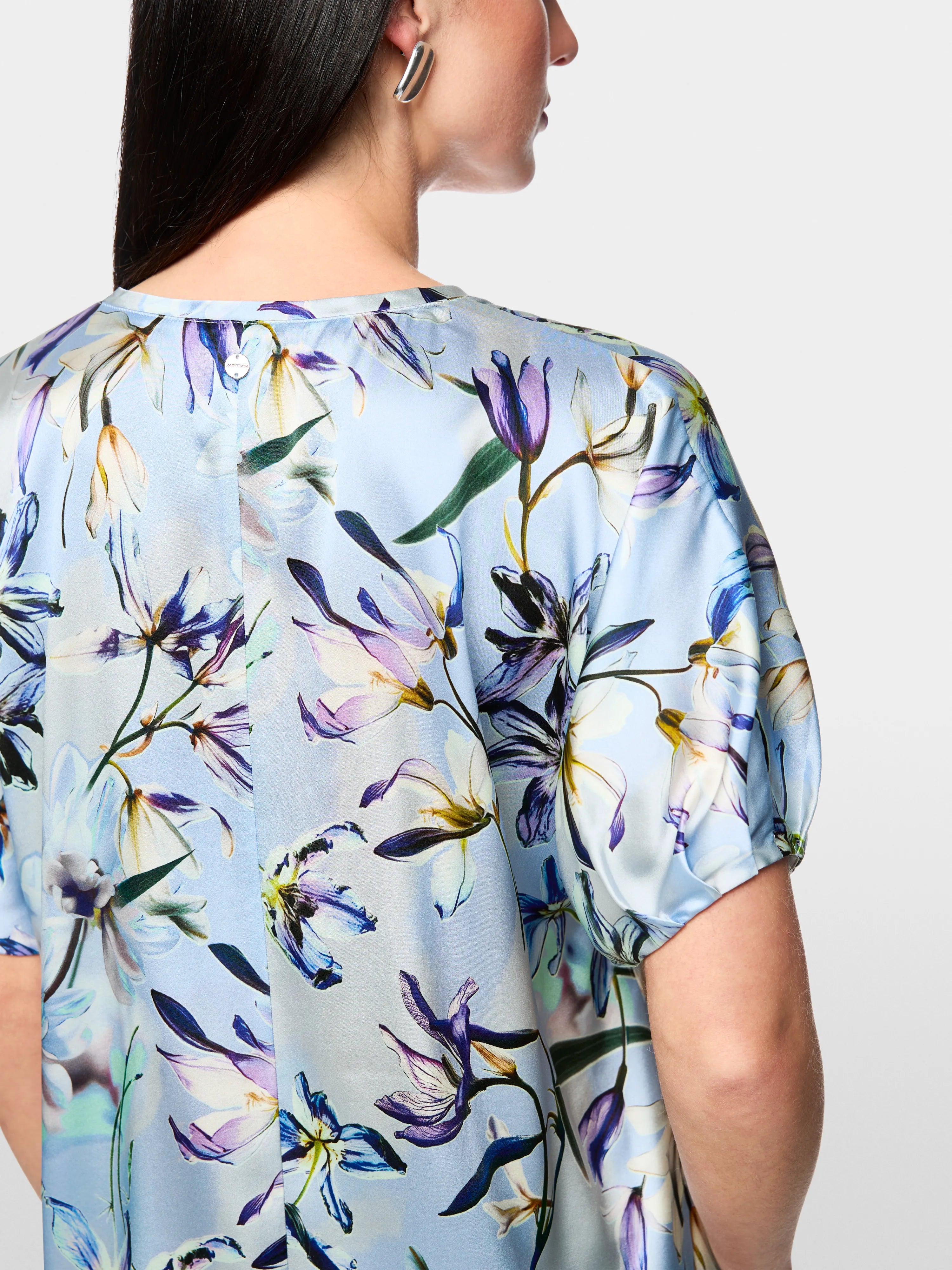 Marc Cain Magical Blue Women Silk Blouse Shirt with Lily Print SKU: AC 51.36 W36_319 Image 04