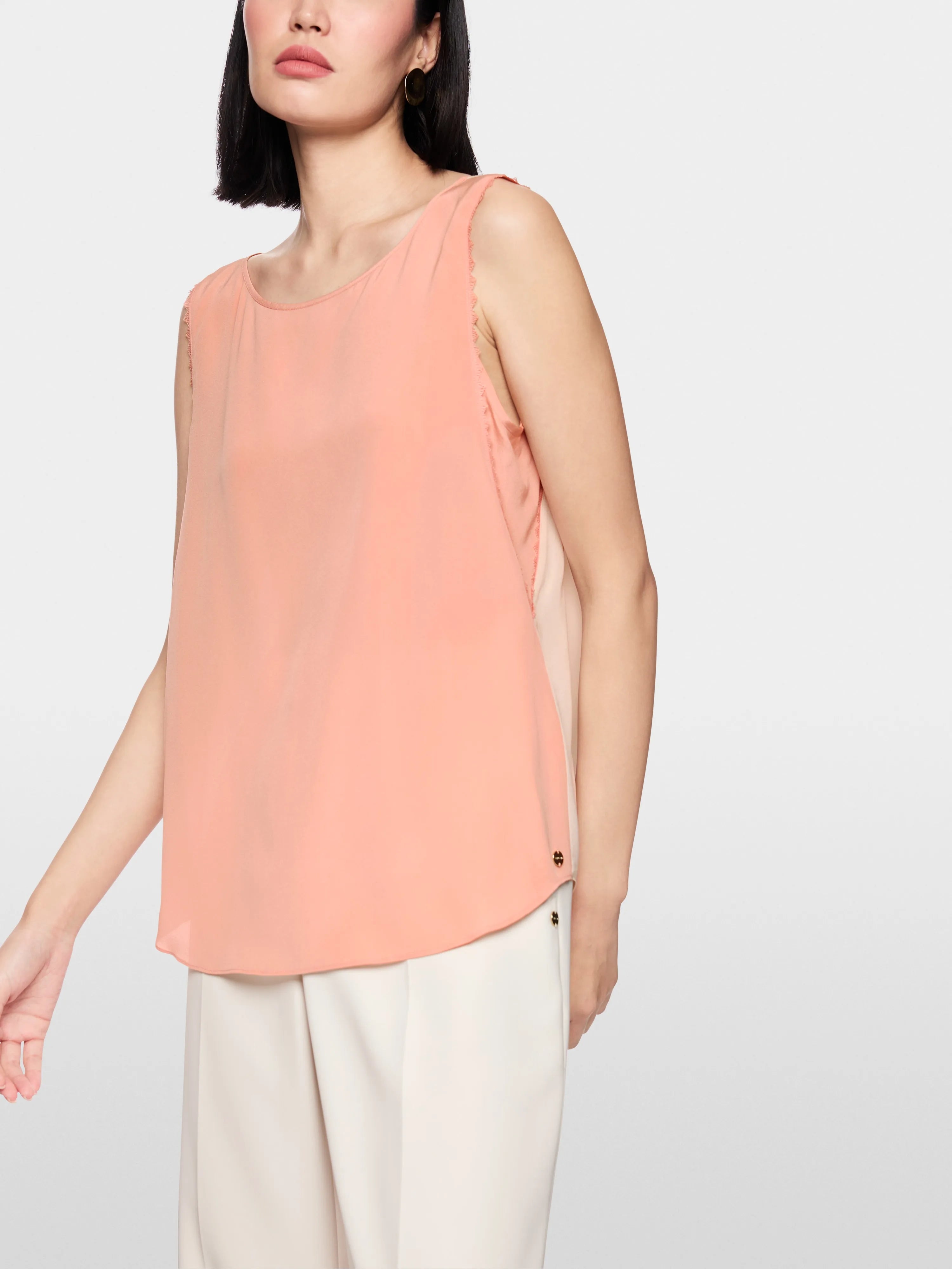 Marc Cain_Peach Beige_Silk Top with Lace and Colour Blocking_AC 61.02 W53_217_06