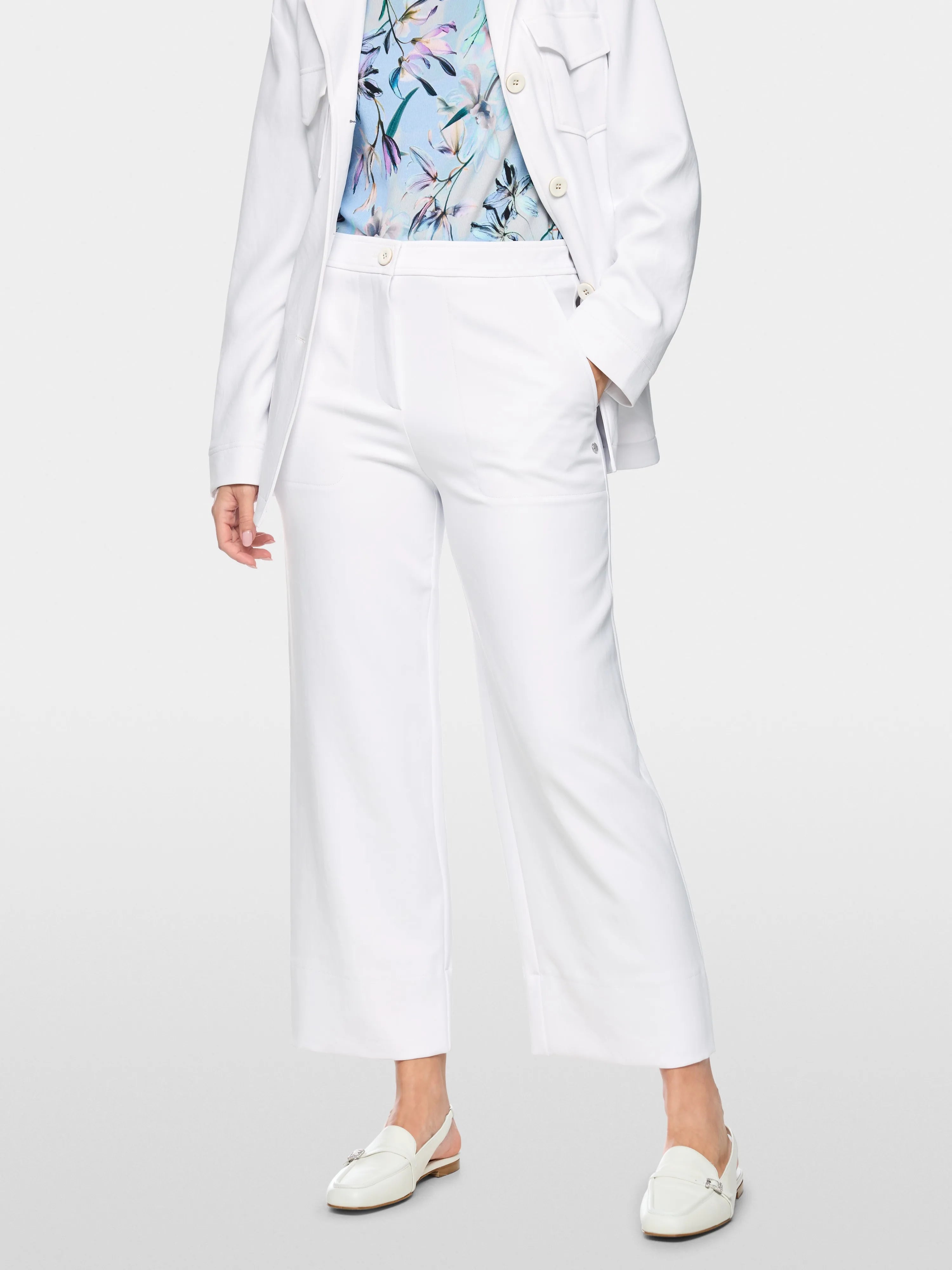 Marc Cain White Women Wukari Trousers, Wide Fit SKU: AC 81.52 W03_100 Image 05