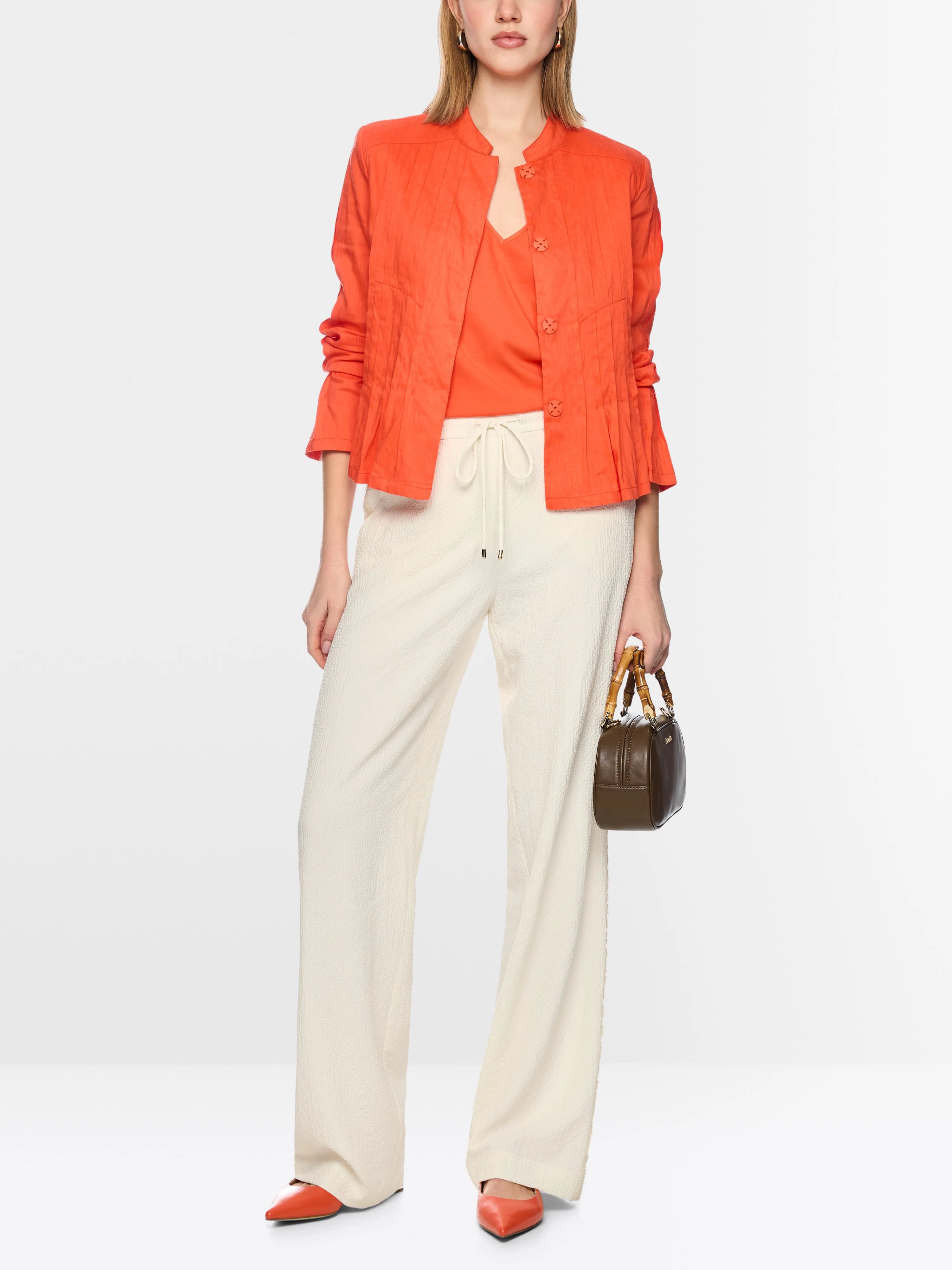 Marc Cain Bright Ecru Women Washington Textured Blend Trousers SKU: AC 81.62 W63_112 Image 01