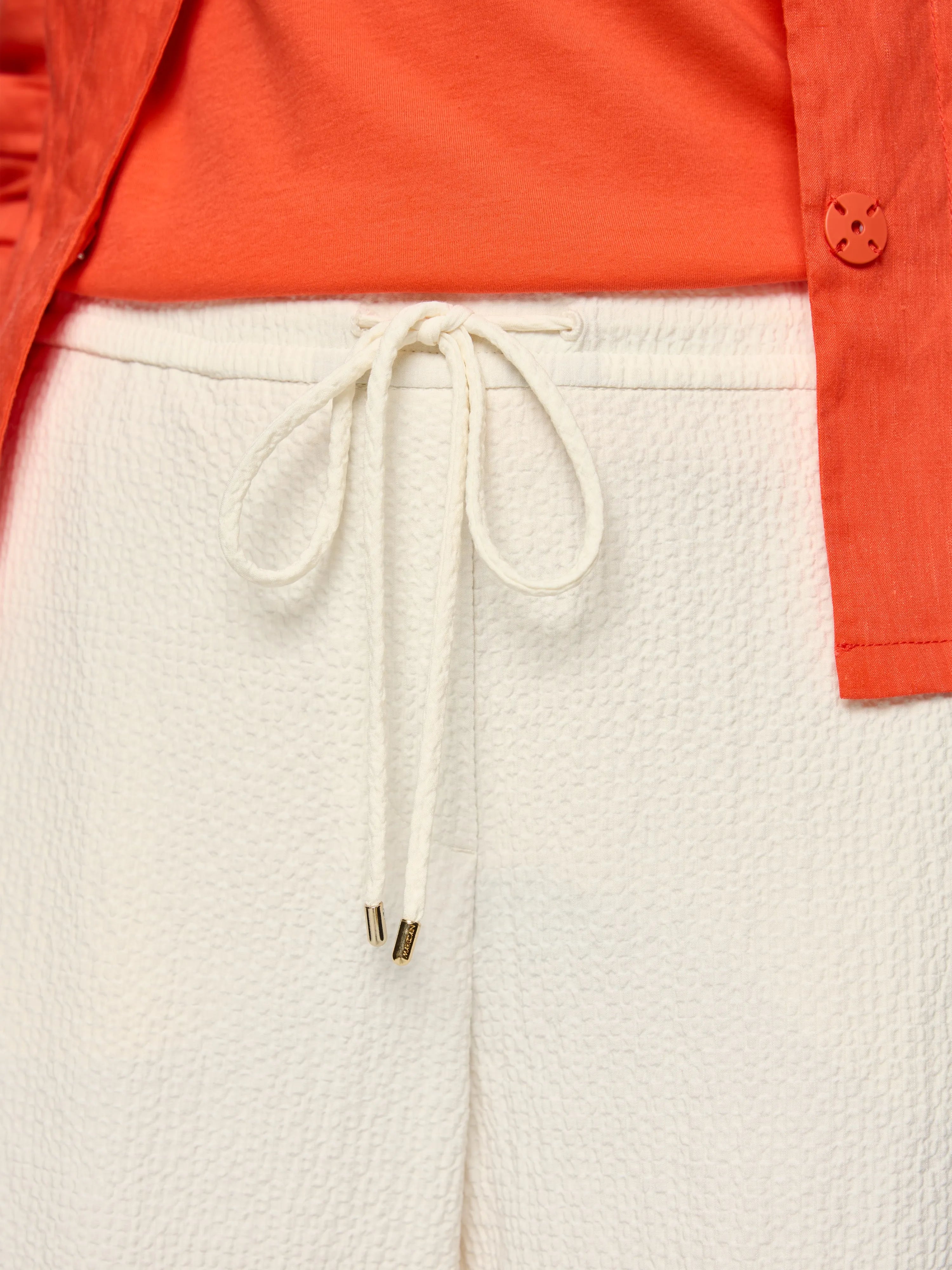 Marc Cain Bright Ecru Women Washington Textured Blend Trousers SKU: AC 81.62 W63_112 Image 03