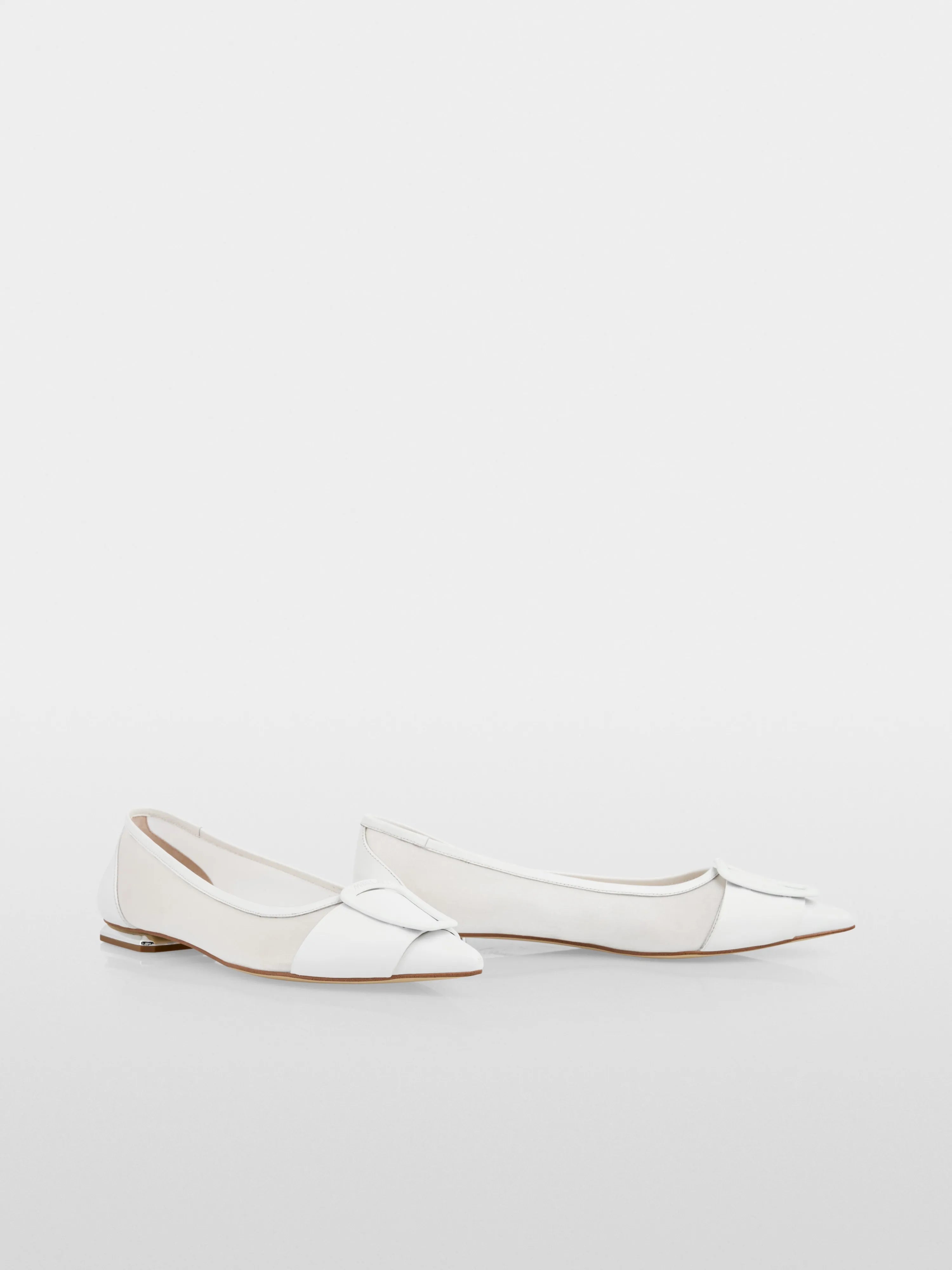 Marc Cain White Women Pointed Ballerina Flats with Mesh Insert SKU: AC SF.07 Z17_100 Image 01