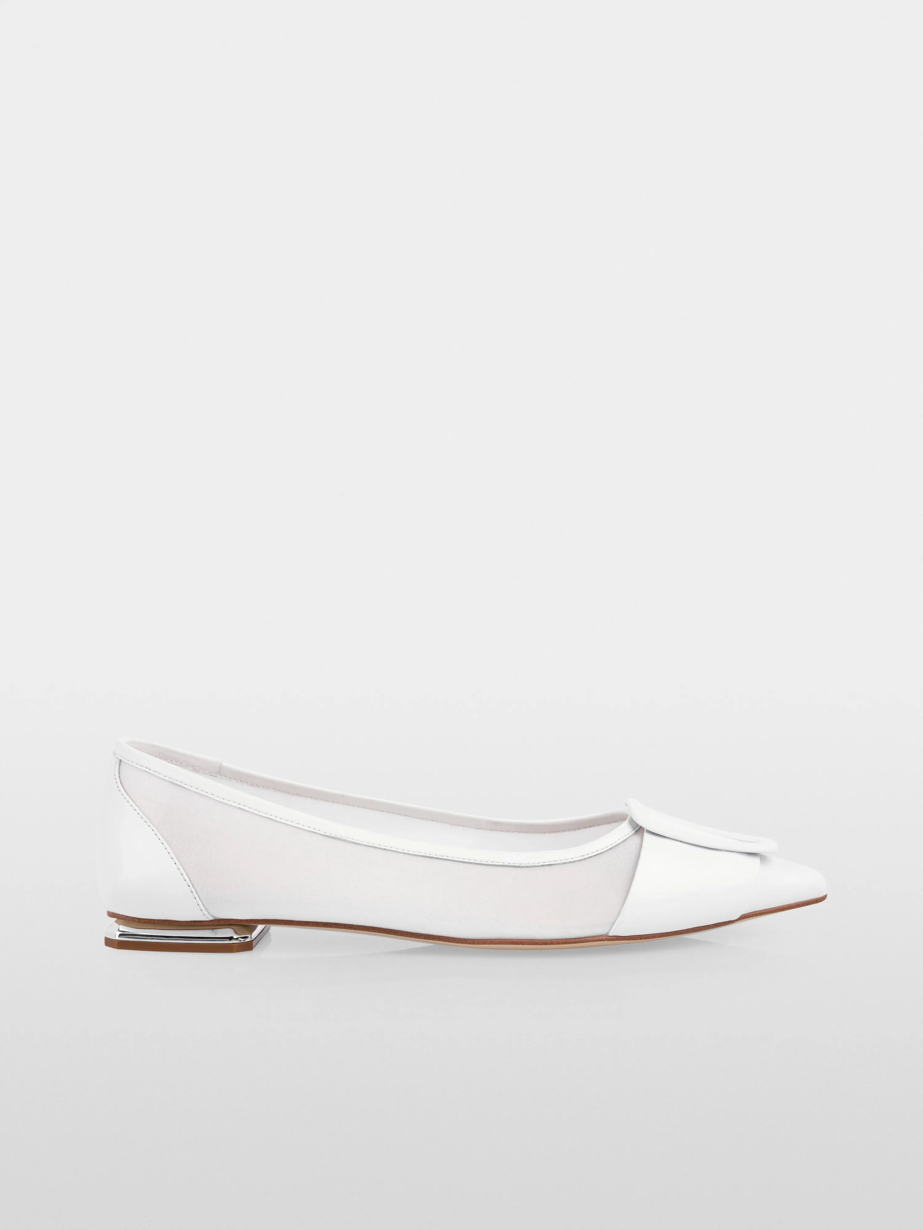 Marc Cain White Women Pointed Ballerina Flats with Mesh Insert SKU: AC SF.07 Z17_100 Image 03