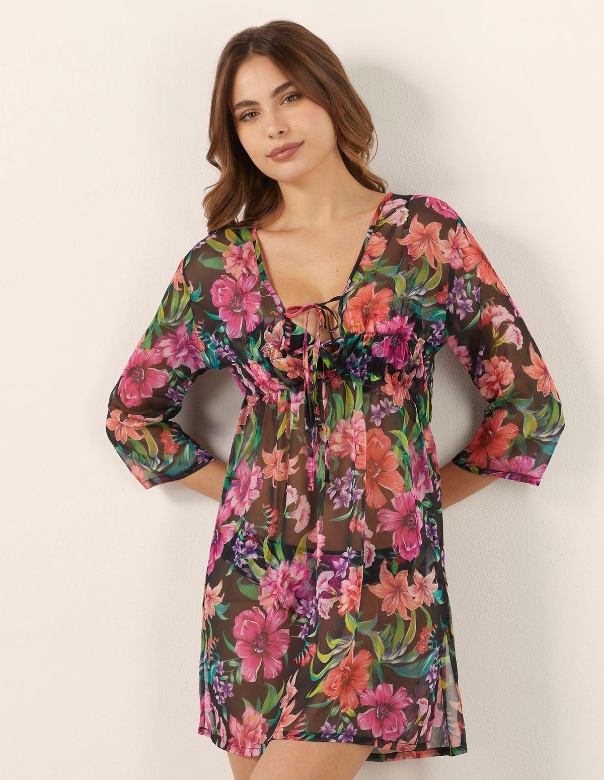 Yamamay_Marianna Medium-Length Kaftan with Floral Print_AKAD182001_128_01