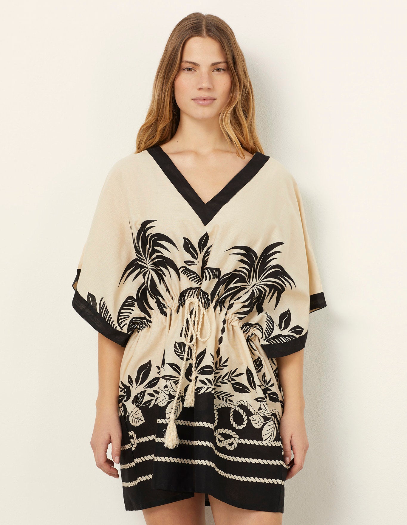 Yamamay_Malibu Kaftan with Drawstring in Cotton and Linen_AKAD182007_128_01