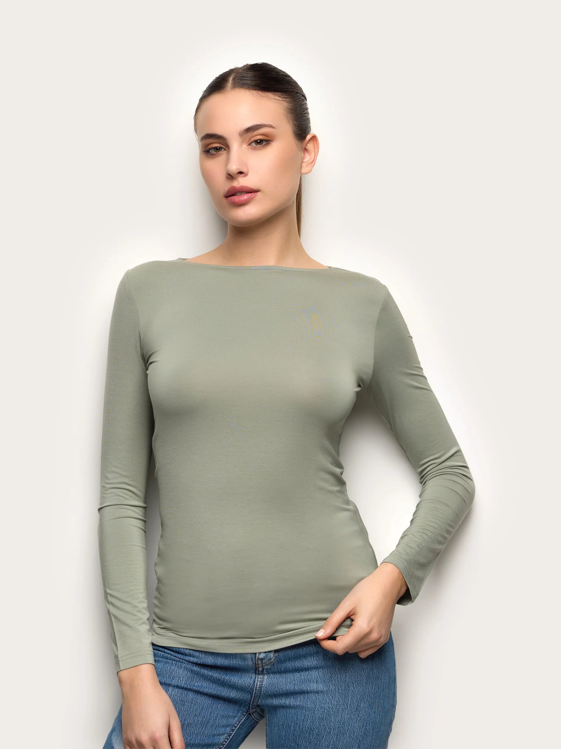 Yamamay_Hunter Green_T-Shirt - Basic Modal/Silk_AMAD191003_115_01