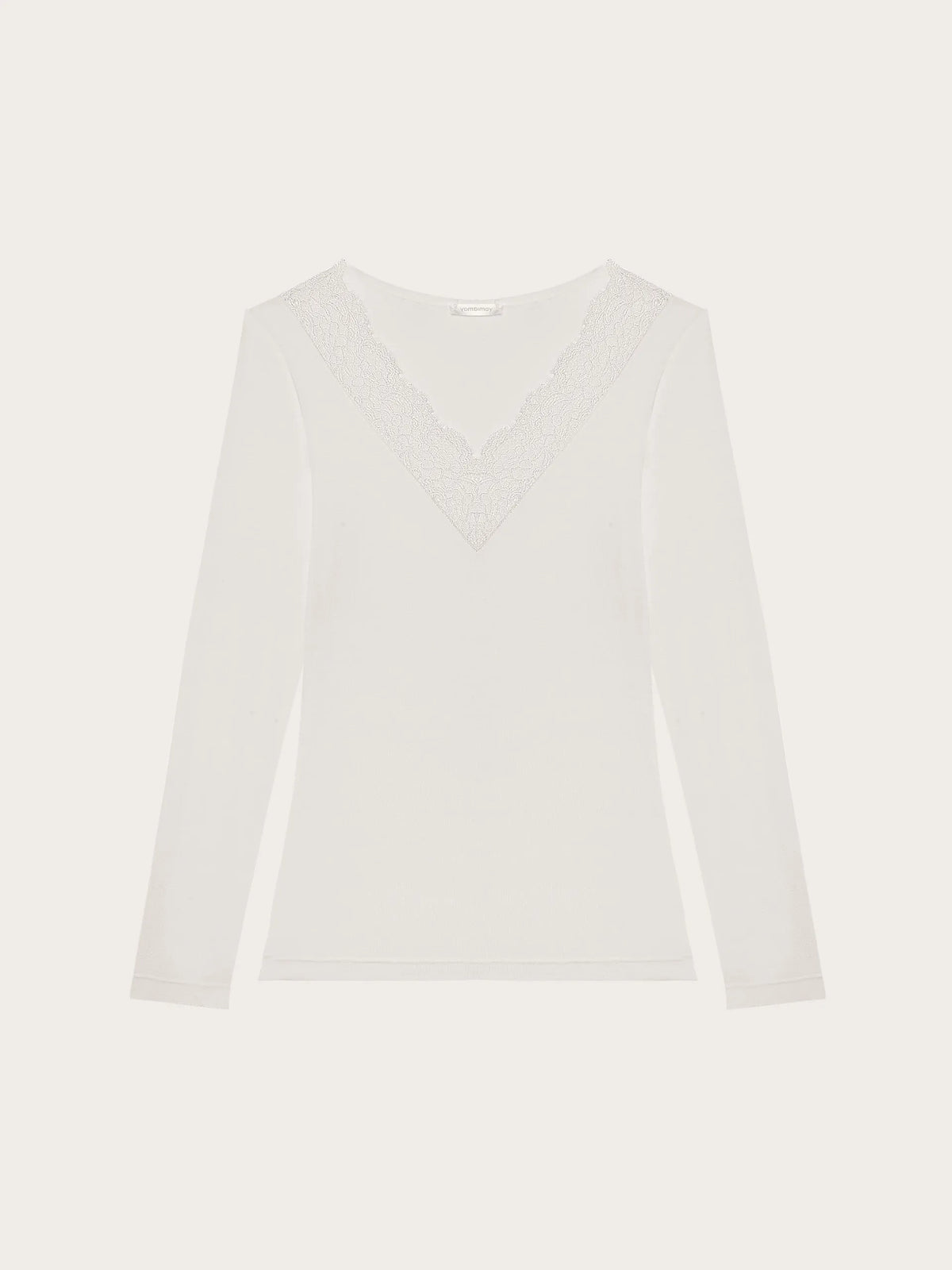 Yamamay CREAM Women Long-Sleeve V-Neck T-Shirt - Basic Modal & Wool SKU: AMAD193005_035 Image 05