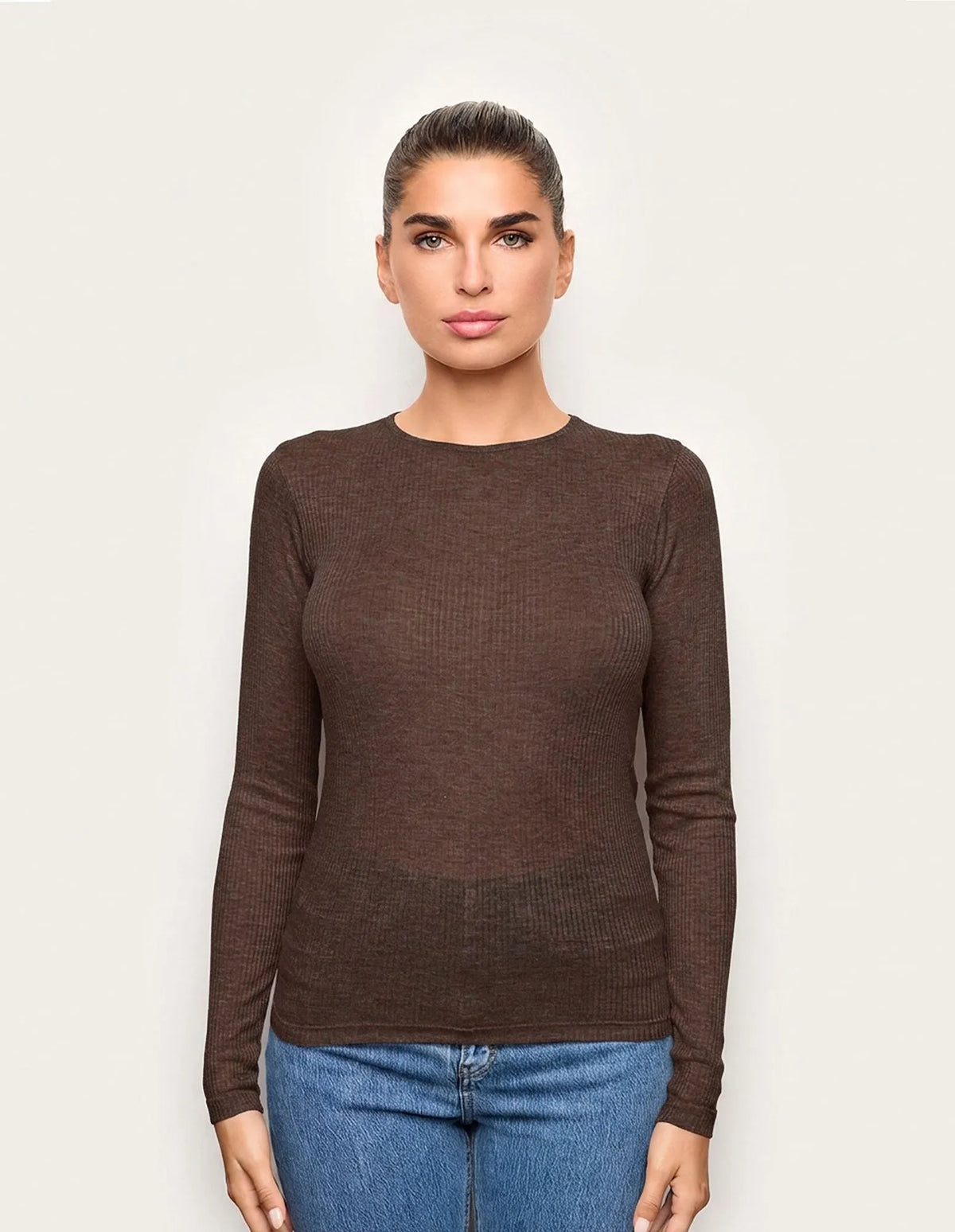 Yamamay CHOCOLATE Women Long-Sleeve T-Shirt - Light Cashmere Rib SKU: AMAD193023_033 Image 04