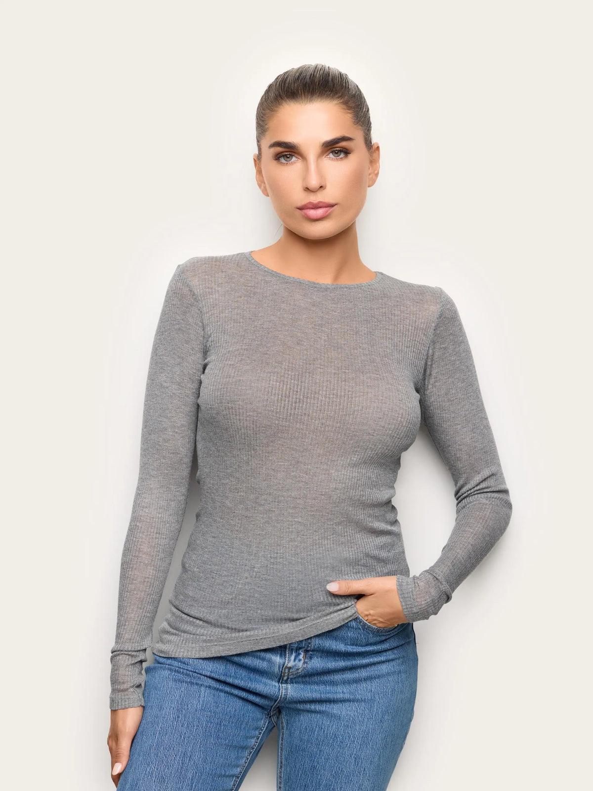 Yamamay CHOCOLATE Women Long-Sleeve T-Shirt - Light Cashmere Rib SKU: AMAD193023_153 Image 01