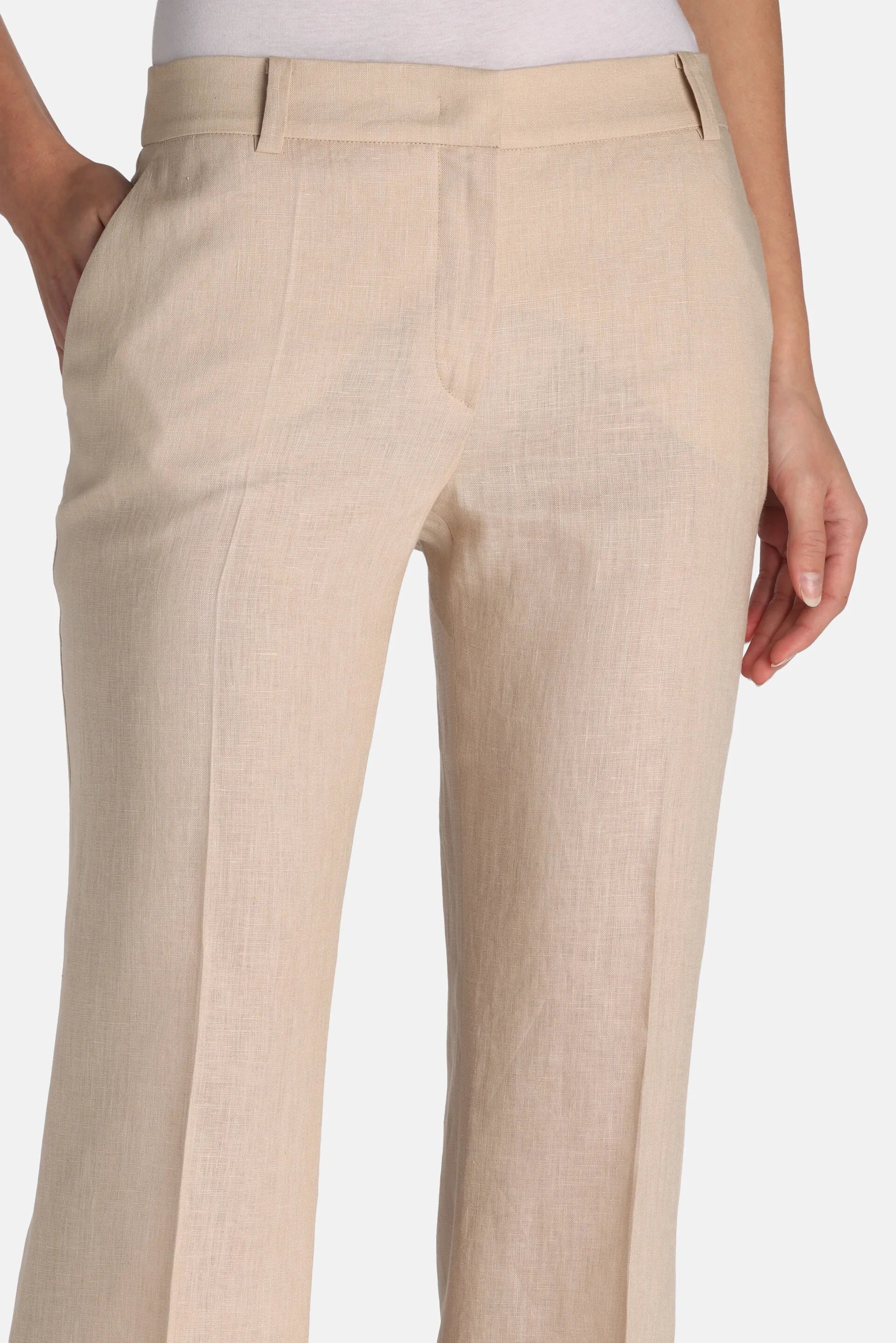 Luisa Spagnoli Beige Women Annalisa - Straight-Leg Linen Pants SKU: ANNALISA_1102 Image 03