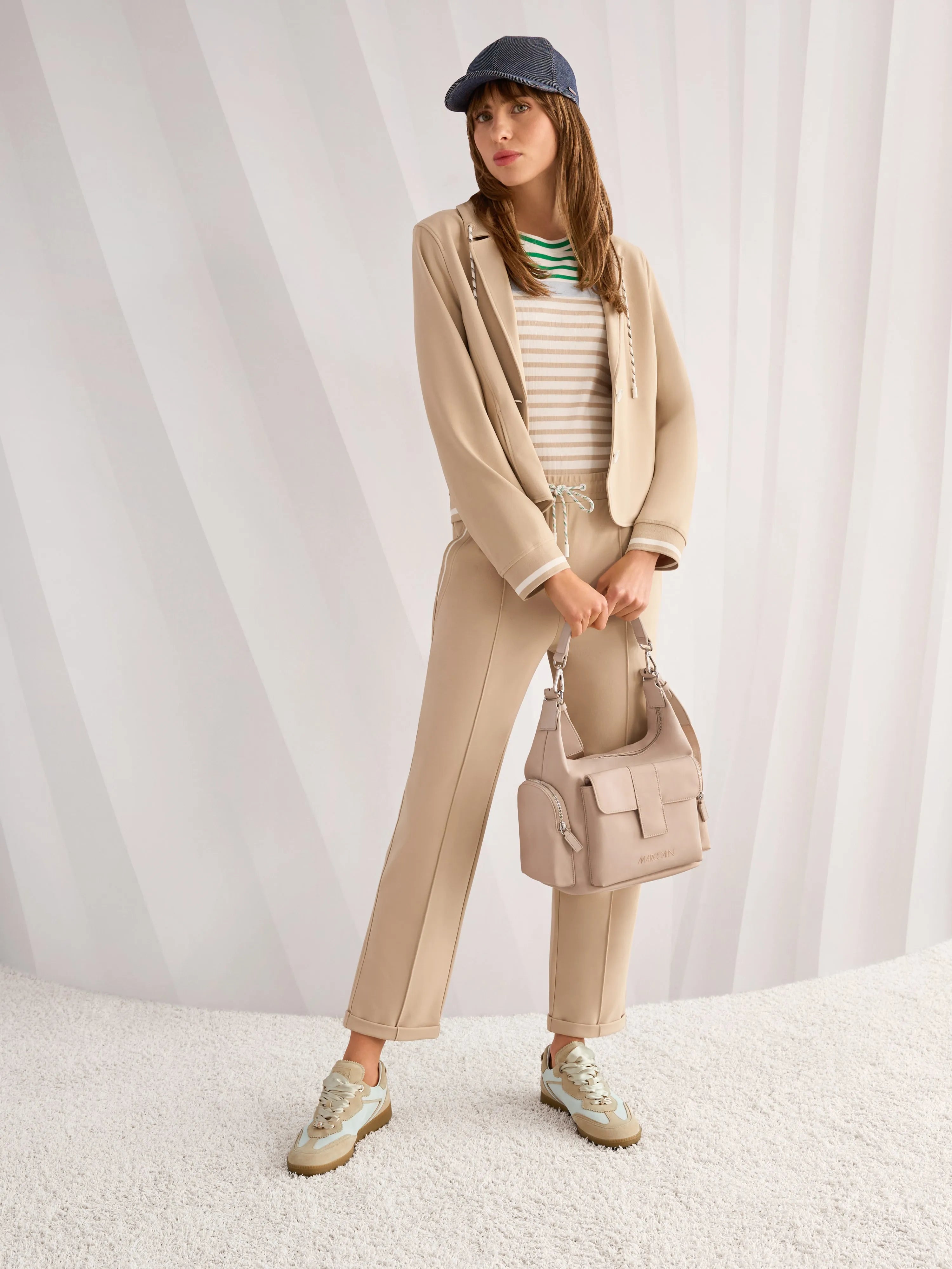 Marccain Light Stone Women Sporty Blazer with Striped Details SKU: AS 34.06 J54_610 Image 08