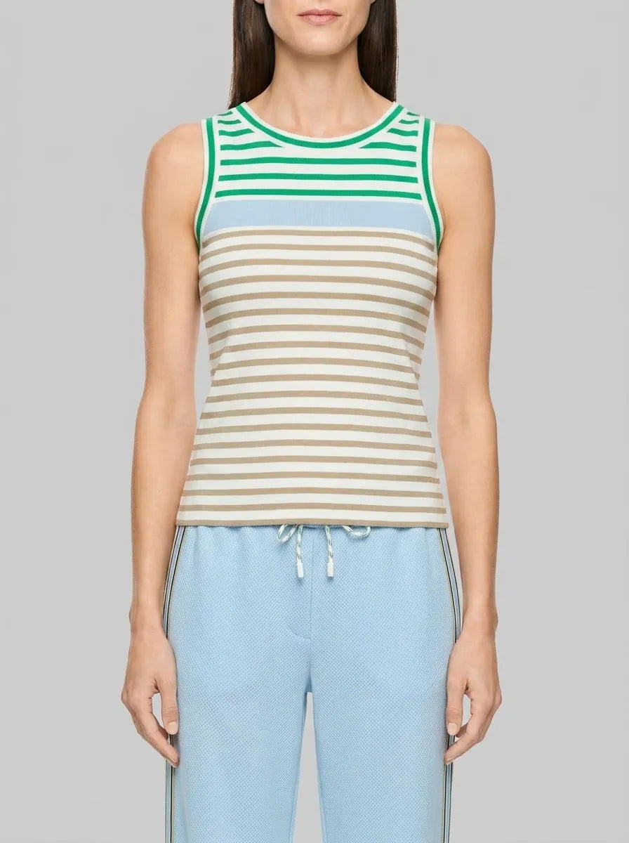 Marccain Bright Emerald New Women Striped Stretch Cotton Top SKU: AS 61.03 J90_554 Image 00