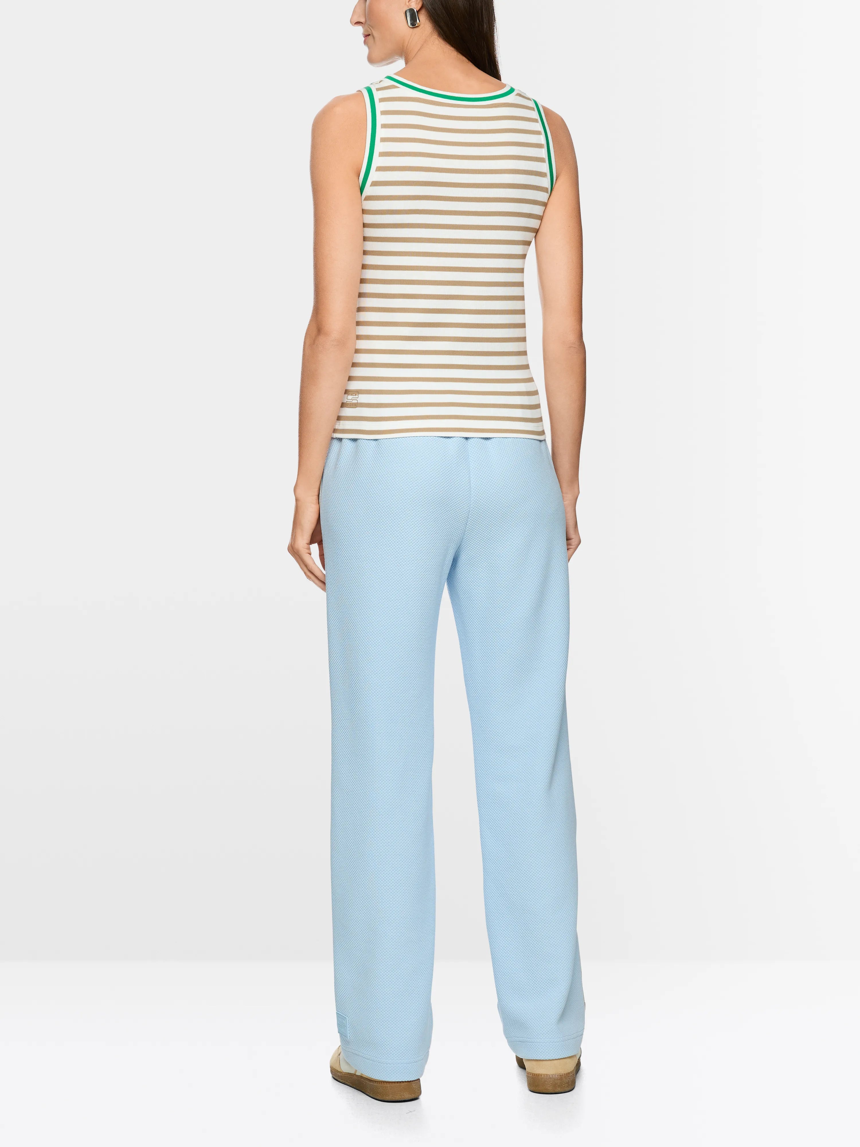 Marccain Bright Emerald New Women Striped Stretch Cotton Top SKU: AS 61.03 J90_554 Image 02