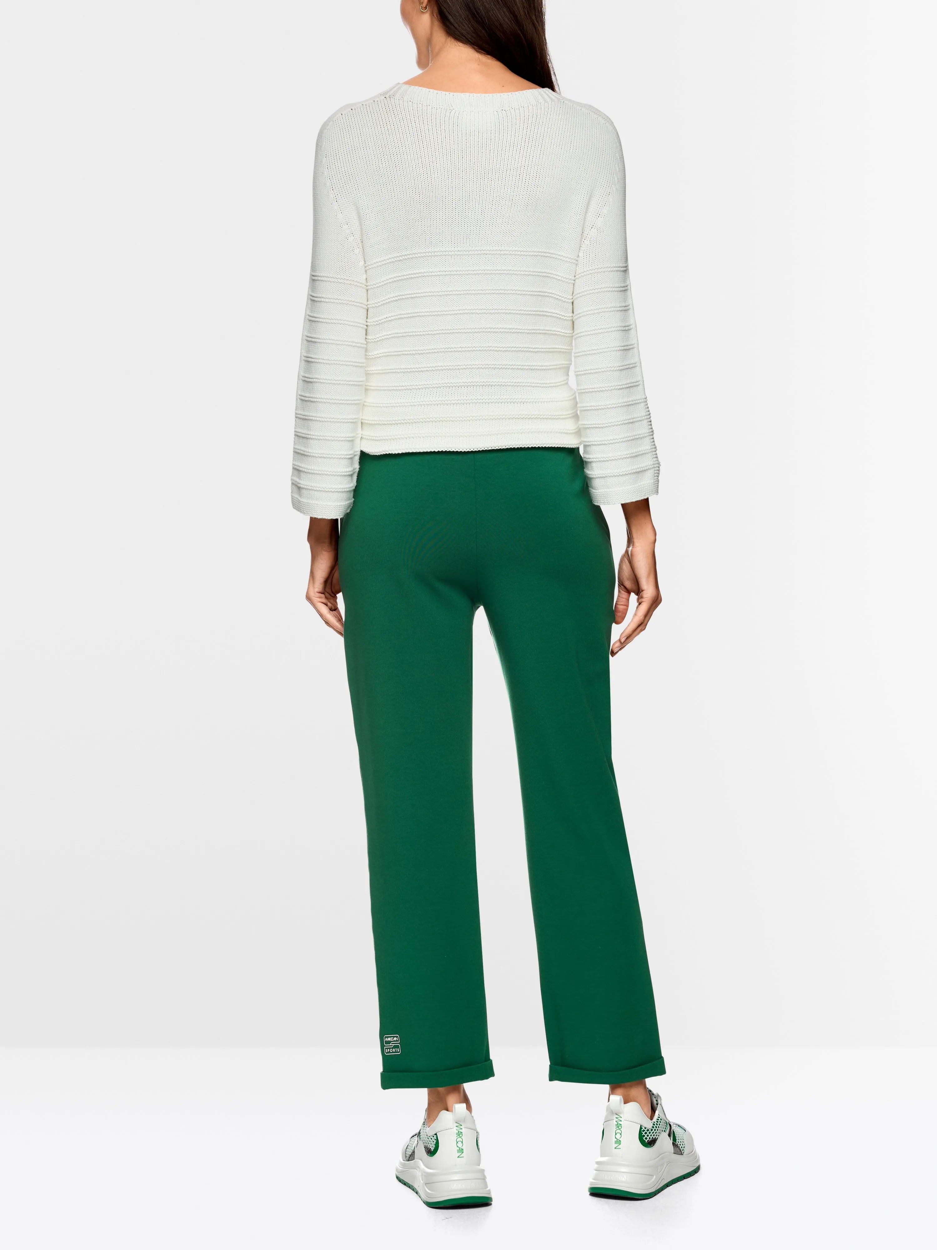 Marccain Dark Jade Green Women FRIA Pull-On Trousers in Cotton Blend SKU: AS 81.26 J54_556 Image 02