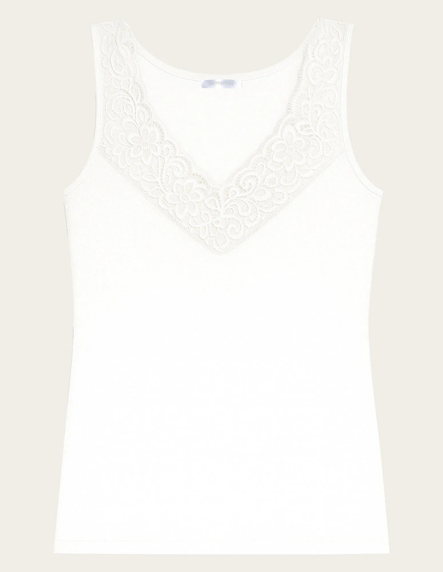 Yamamay_Cream_Basic V-Neck Tank Top with Tencelª Modal Ð Modal/Wool_ATOD183004_035_05