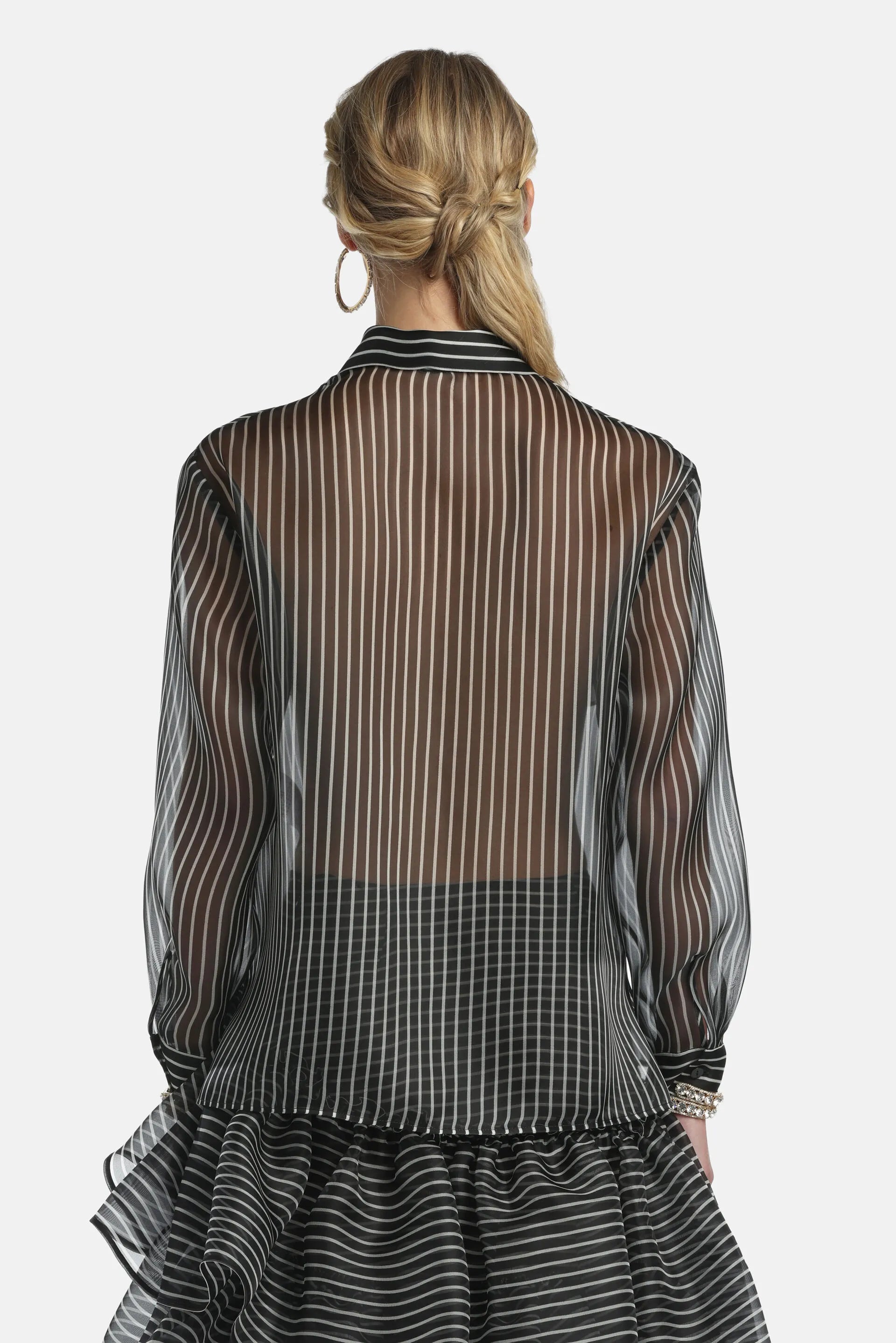 Luisa Spagnoli Var Riga Nero Panna Women Bagatella - Silk Shirt - Fashion Show SKU: BAGATELLA_3314 Image 03