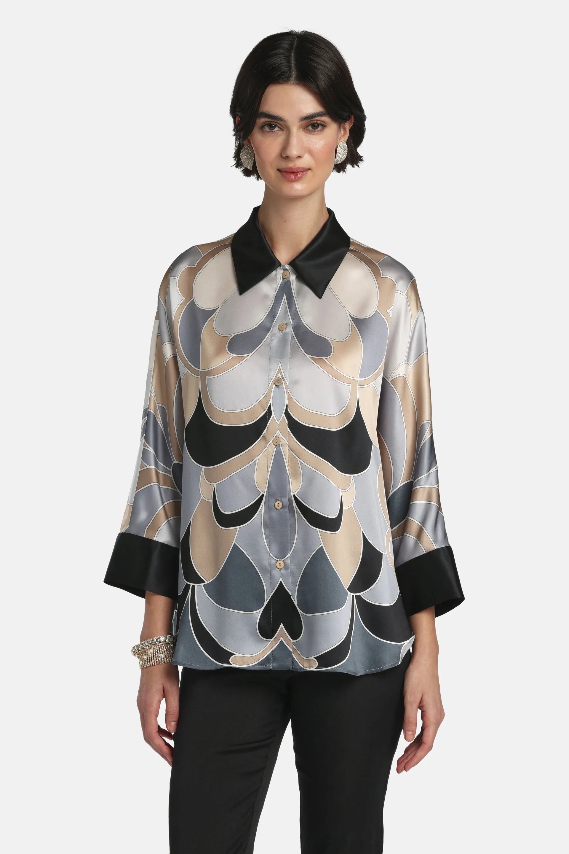 Luisa Spagnoli_Multi-Color_Baldanza - Silk Satin Shirt_BALDANZA_3120_01