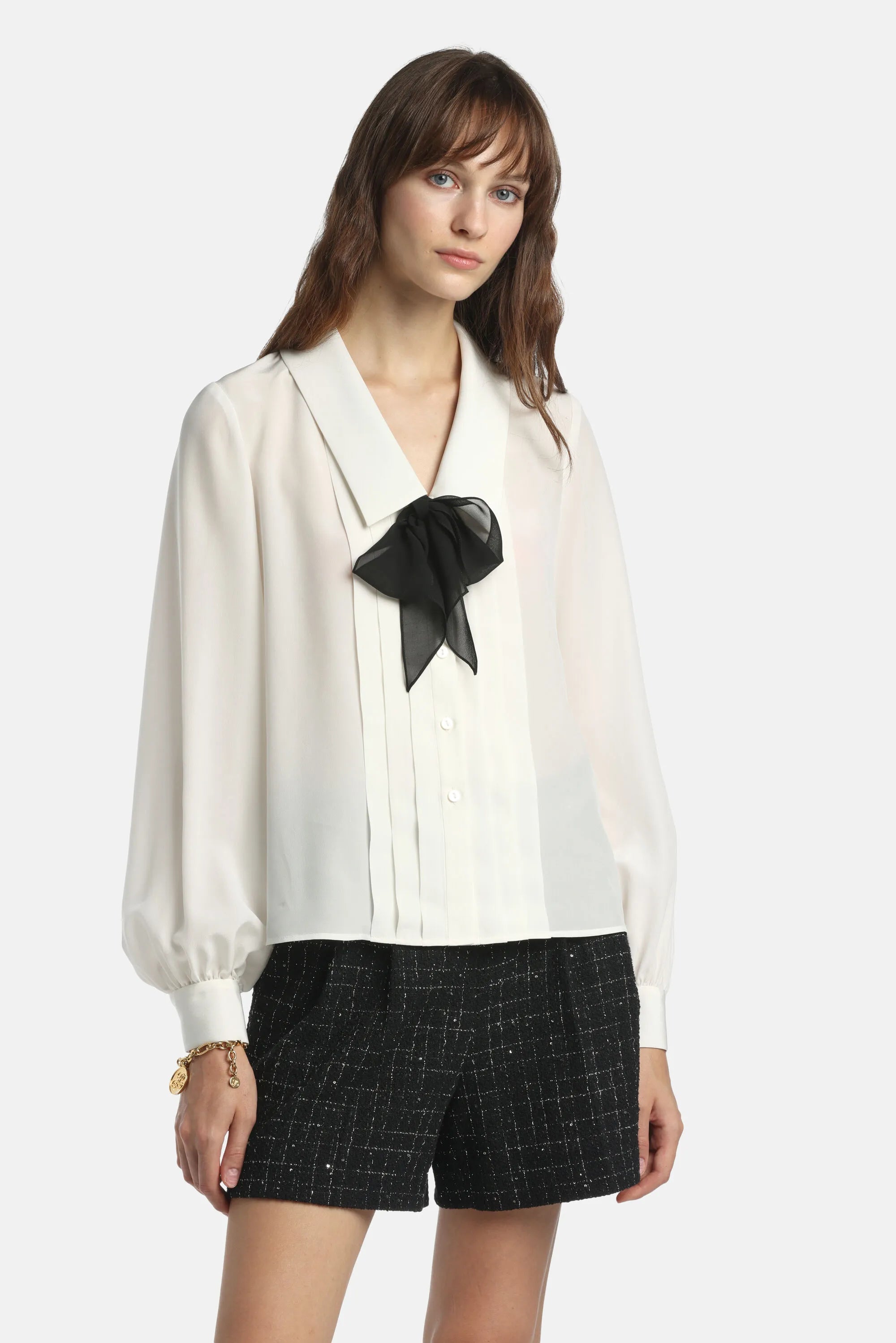 Luisa Spagnoli Panna/Nero Women Balda - Cr�pe De Chine Shirt SKU: BALDA_0202 0101 Image 02