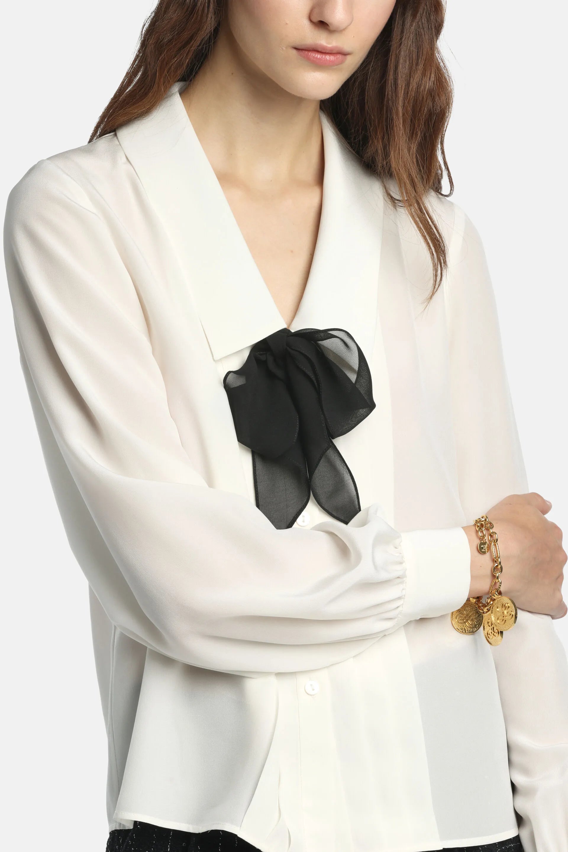 Luisa Spagnoli Panna/Nero Women Balda - Cr�pe De Chine Shirt SKU: BALDA_0202 0101 Image 04