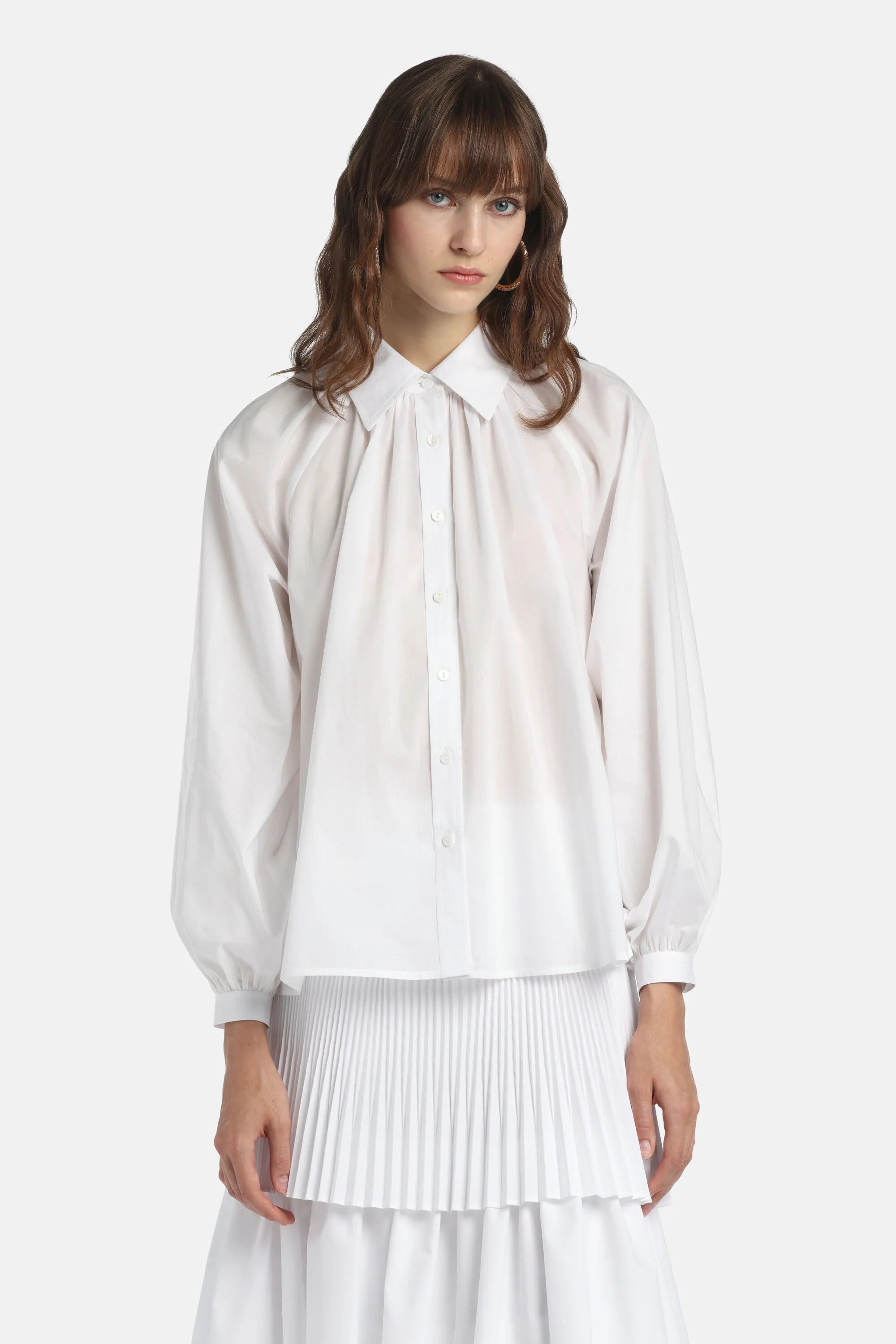 Luisa Spagnoli Bianco Women Baltana - Ruched Shirt SKU: BALTANA_0201 Image 01