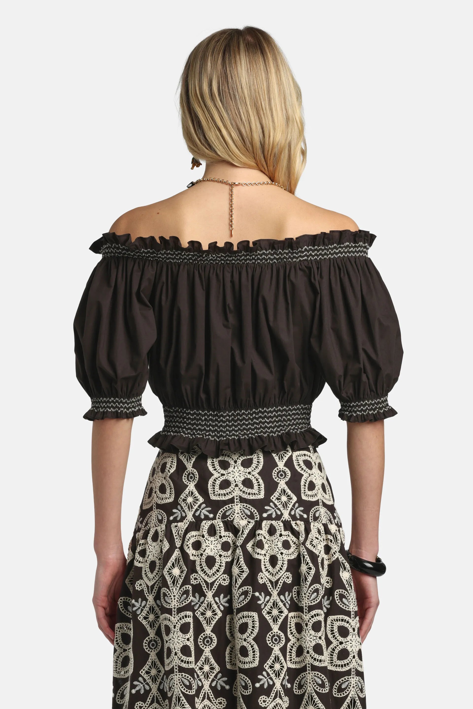 Luisa Spagnoli Nero Women Basalto - Bardot-Neck Crop Top SKU: BASALTO_0101 Image 02