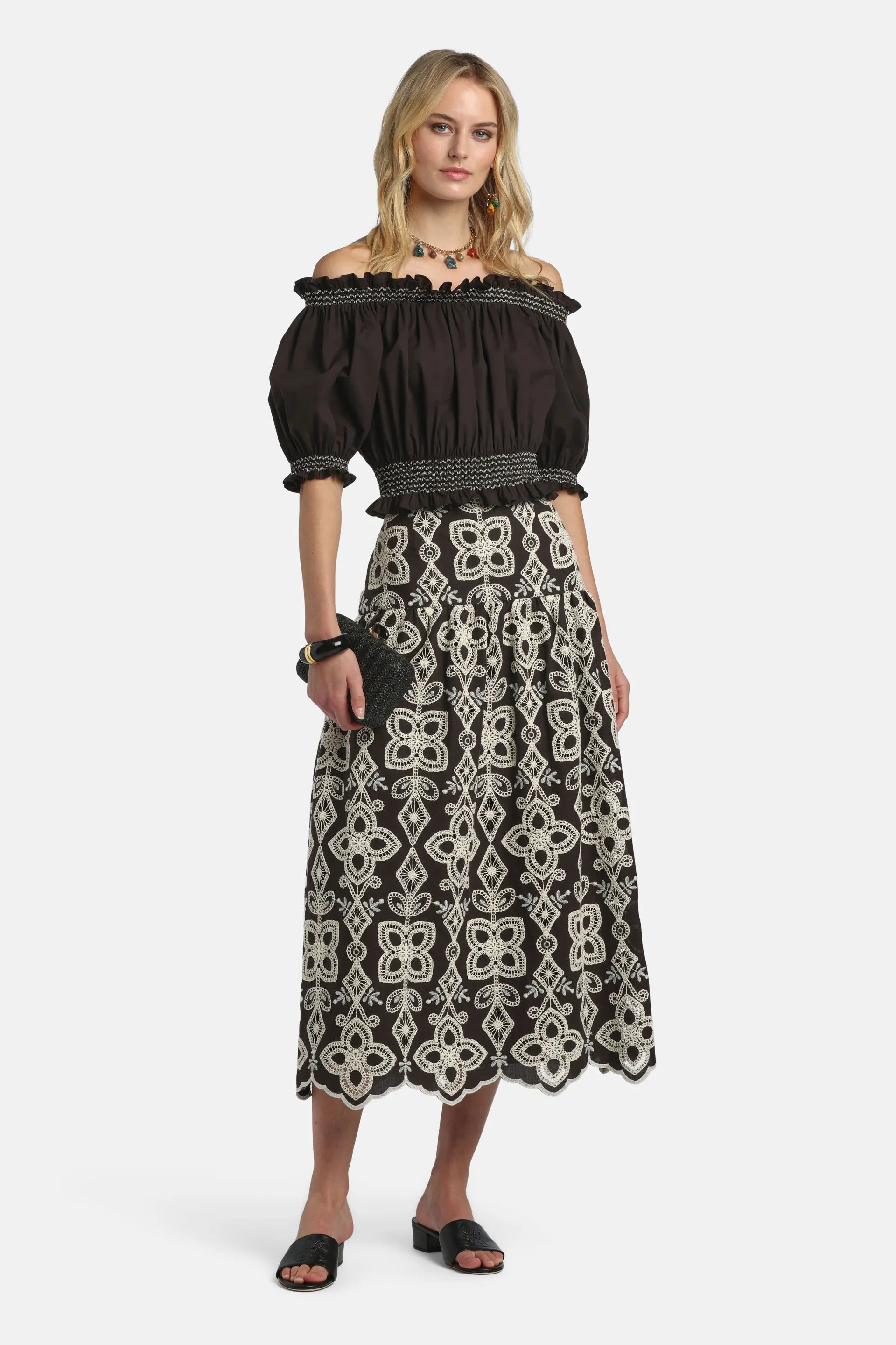 Luisa Spagnoli Nero Women Basalto - Bardot-Neck Crop Top SKU: BASALTO_0101 Image 05