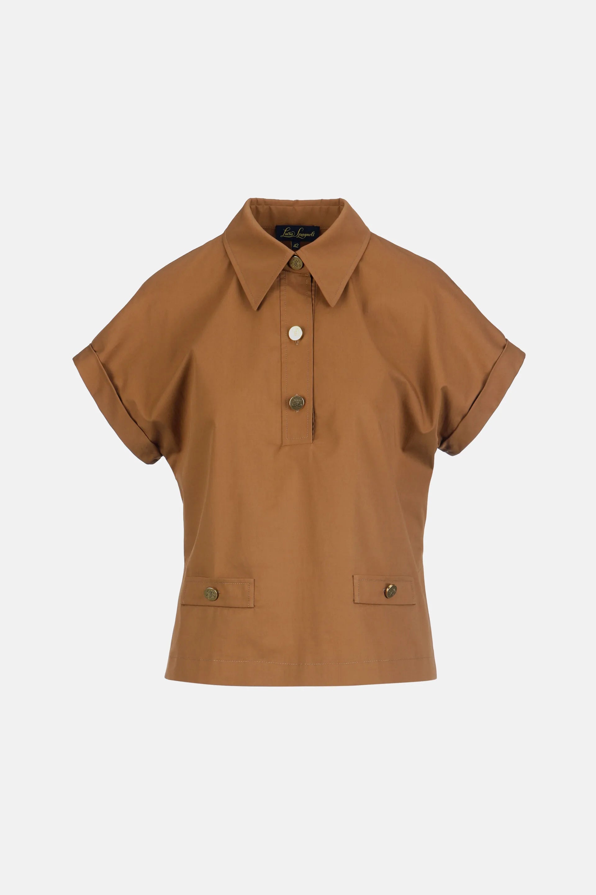 Luisa Spagnoli_Tobacco_Bassista - Blouse With Gold Buttons_BASSISTA_2217_06