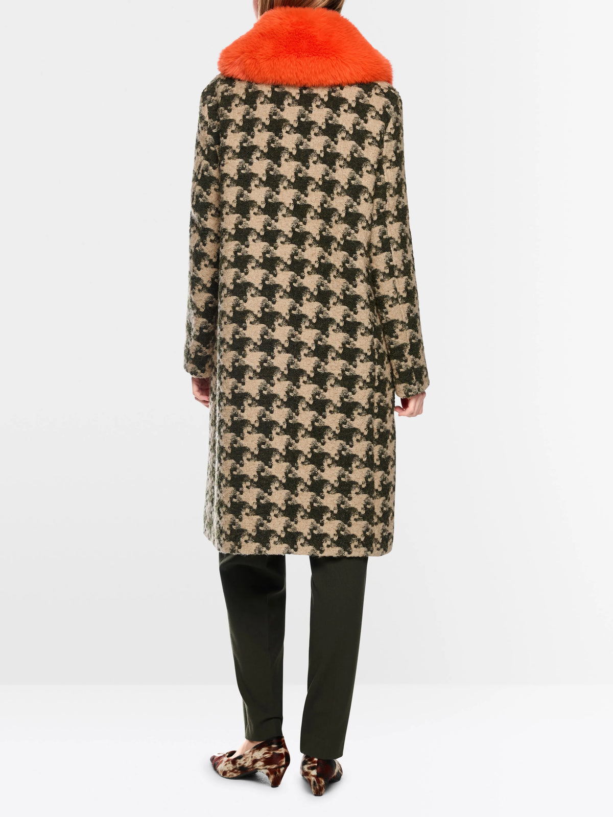 Marc Cain Tannin Women Houndstooth Coat with Faux Fur Collar SKU: BC 11.12 W65_620 Image 02