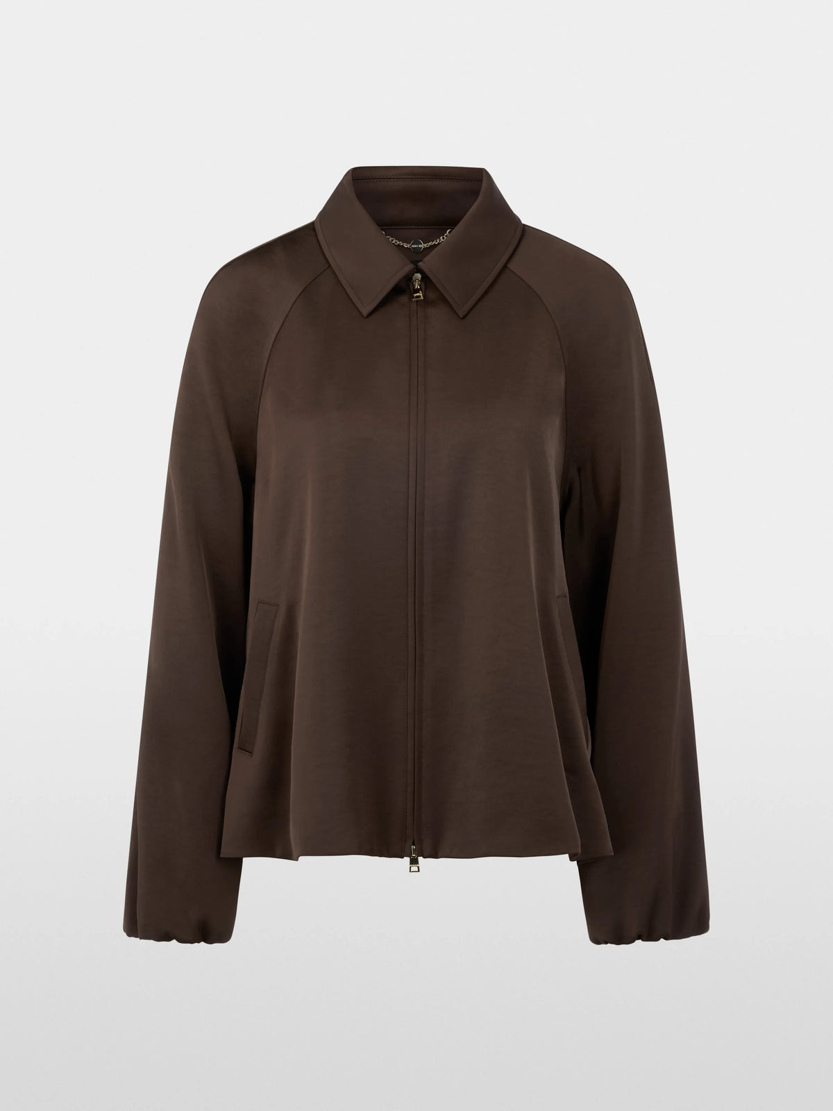 Marc Cain Seal Brown Women Flared Jacket in Shiny Material SKU: BC 31.16 W60_697 Image 07