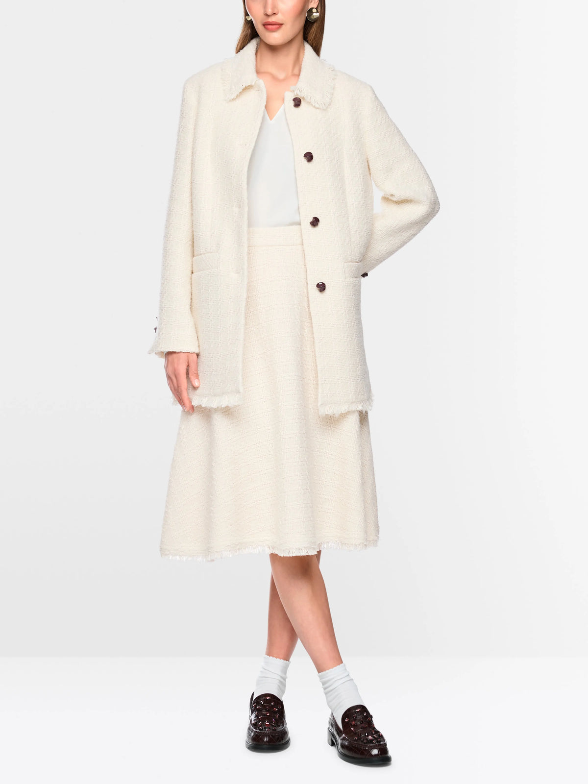 Marc Cain Off-White Women BouclŽ Jacket with Fringing SKU: BC 31.22 W04_110 Image 05