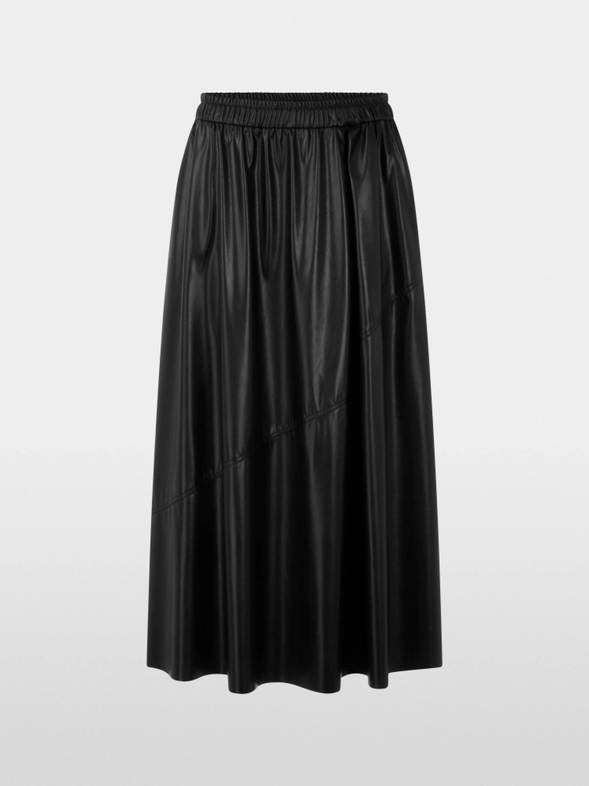 Marc Cain Black New Women Leather-Look Midi Skirt SKU: BC 71.10 J20_900 Image 06