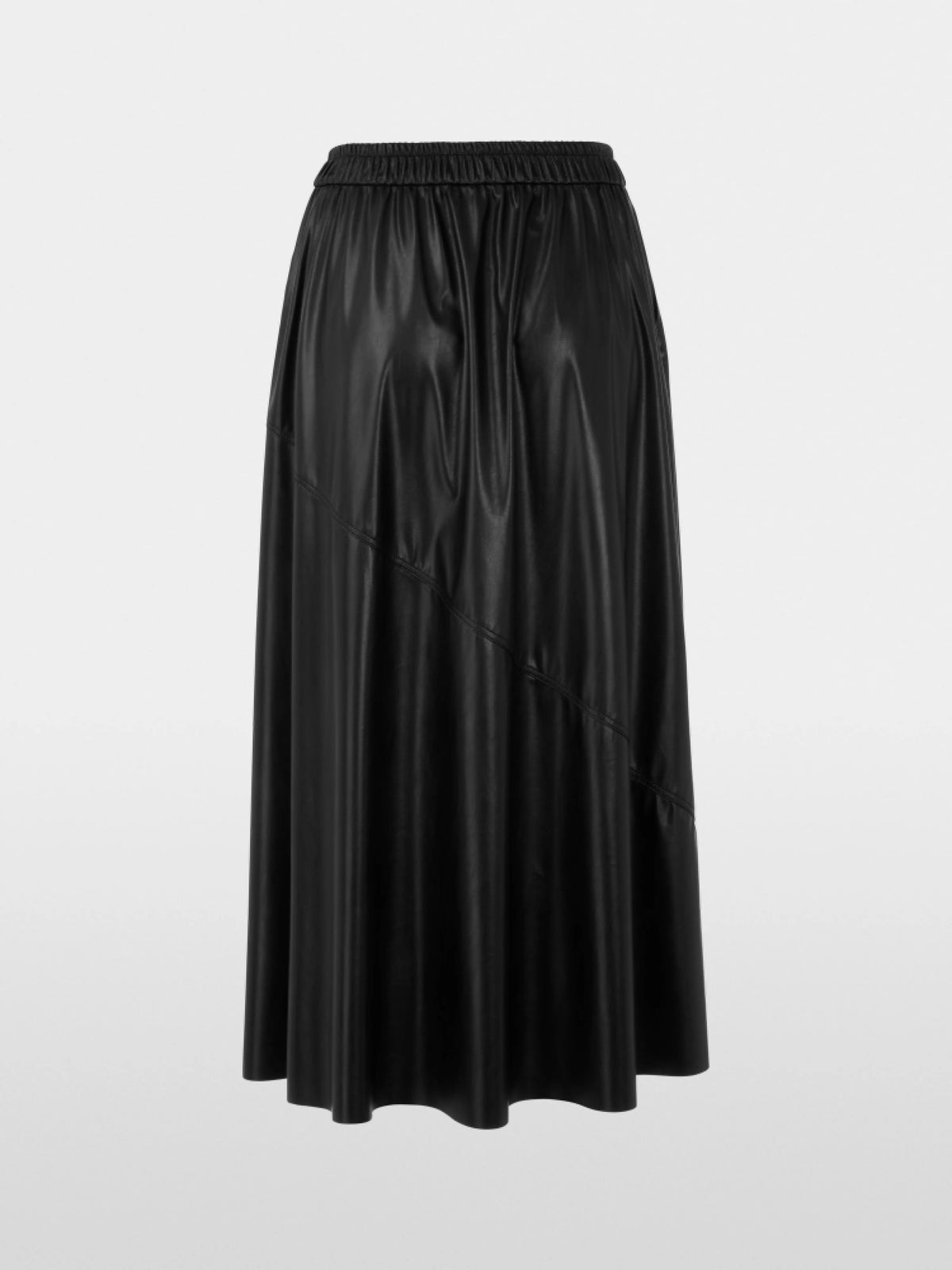 Marc Cain Black New Women Leather-Look Midi Skirt SKU: BC 71.10 J20_900 Image 07