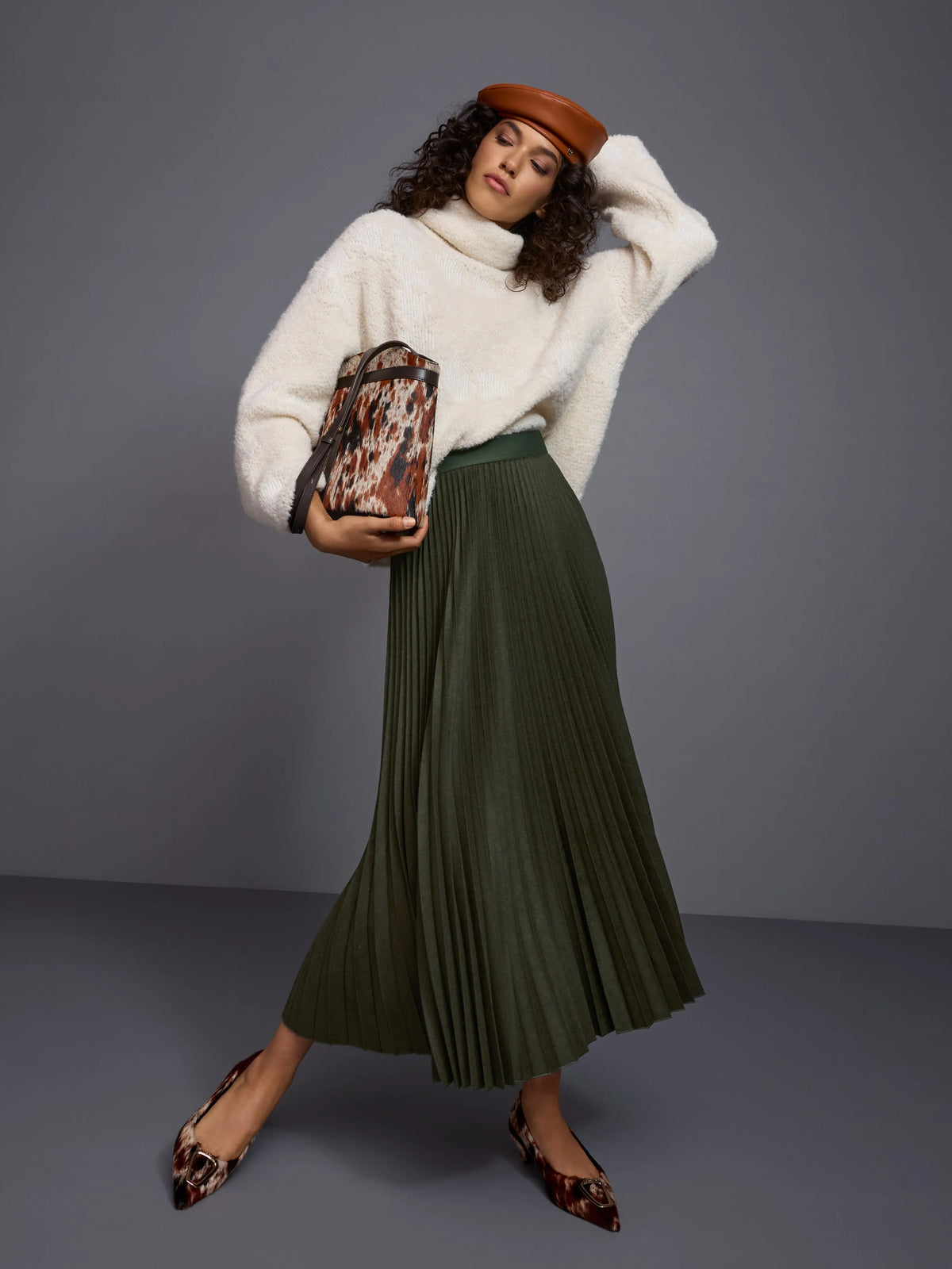 Marc Cain Forest Night New Women Boiled Wool Midi Skirt SKU: BC 71.21 W73_599 Image 09